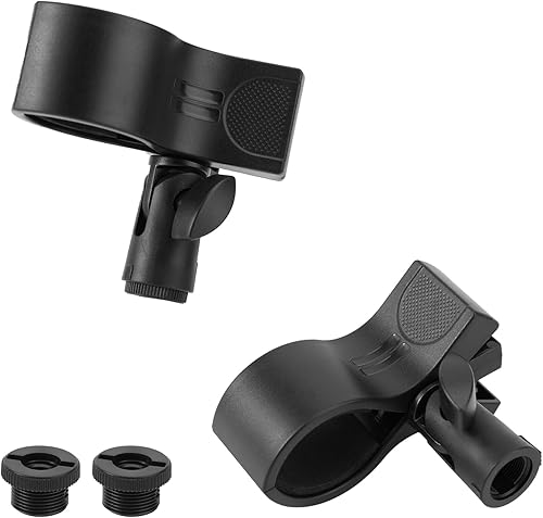 2 soportes de clip de micrófono grandes, abrazadera de micrófono ajustable para micrófonos con rango de diámetro exterior de 1.26 a 2.36 pulgadas