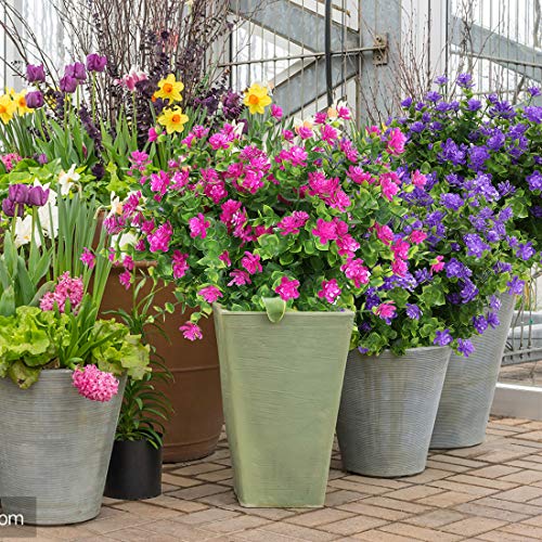 Urstoud Artificial Flowers, Fake Artificial Greenery Uv Resistant No Fade Faux Plastic Plants For Wedding Bridle Bouquet Indoor Outdoor Home Garden Kitchen Office Table Vase 6Pcs (Purple) #TOP5