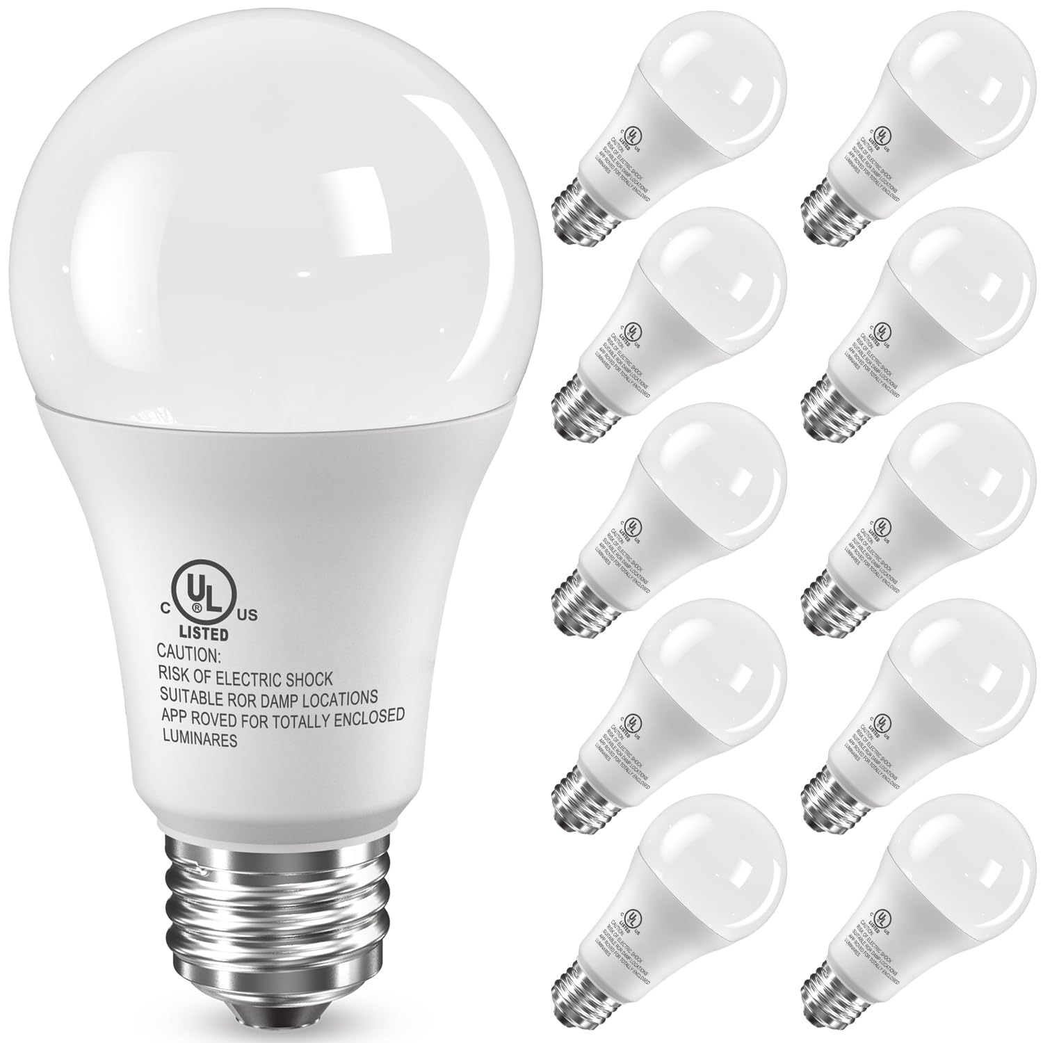 TJOY 10 Pack LED Light Bulbs, 100 Watt Equivalent A19, 5000K Daylight LED Bulb, 15W Bright White Energy Saving Lightbulbs with E26 Standard Base, 1500