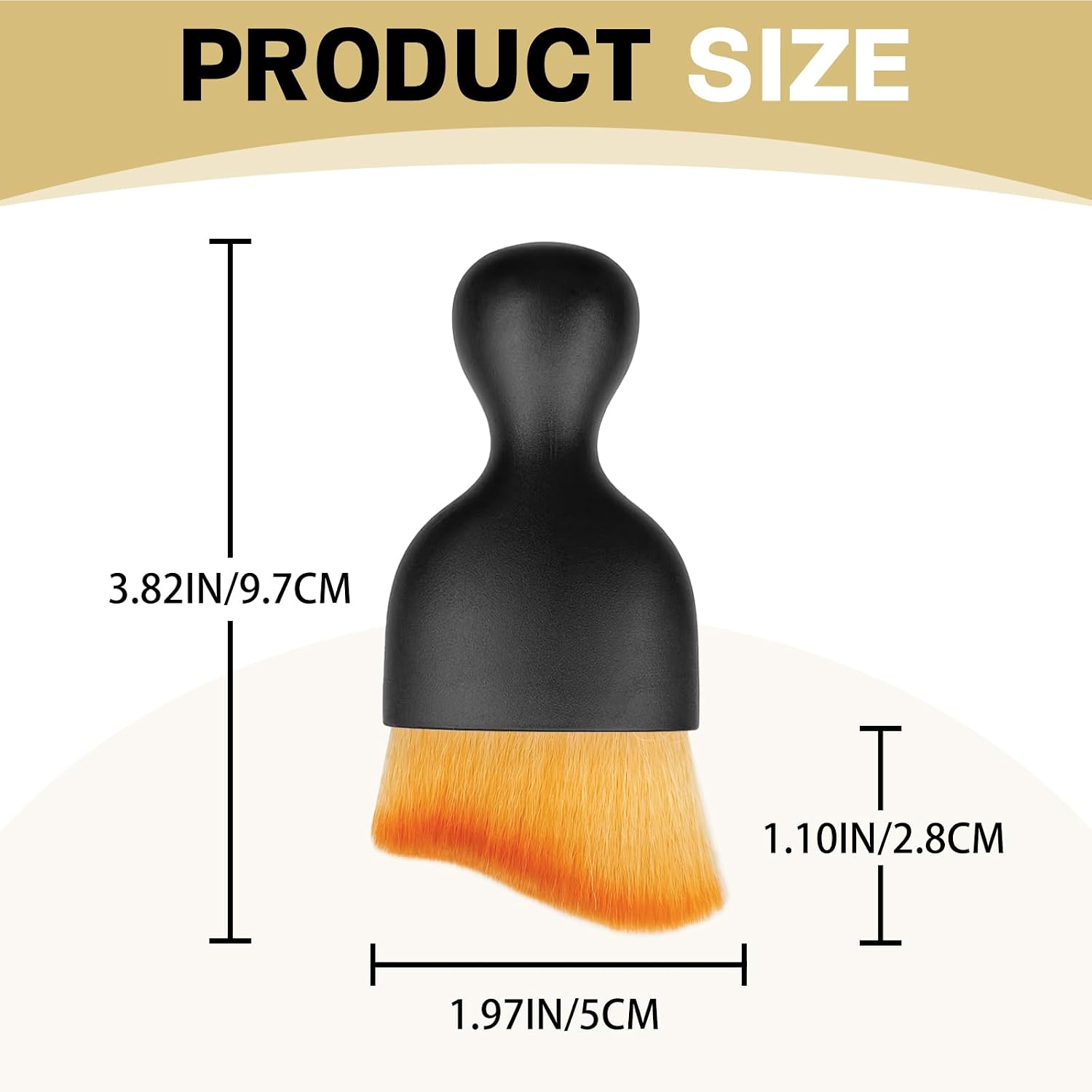 1Pcs Auto Soft Hair Brush Advanced Car Interior Detailing Brush for Dashboard Air Vent Gaps Dust Removal and Cleaning of Leather Surfaces Widely Used, Black handle, yellowish-brown bristles image 2