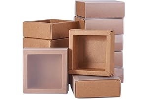 BENECREAT 12 Pack Kraft Paper Gift Boxes with Clear PVC Windows