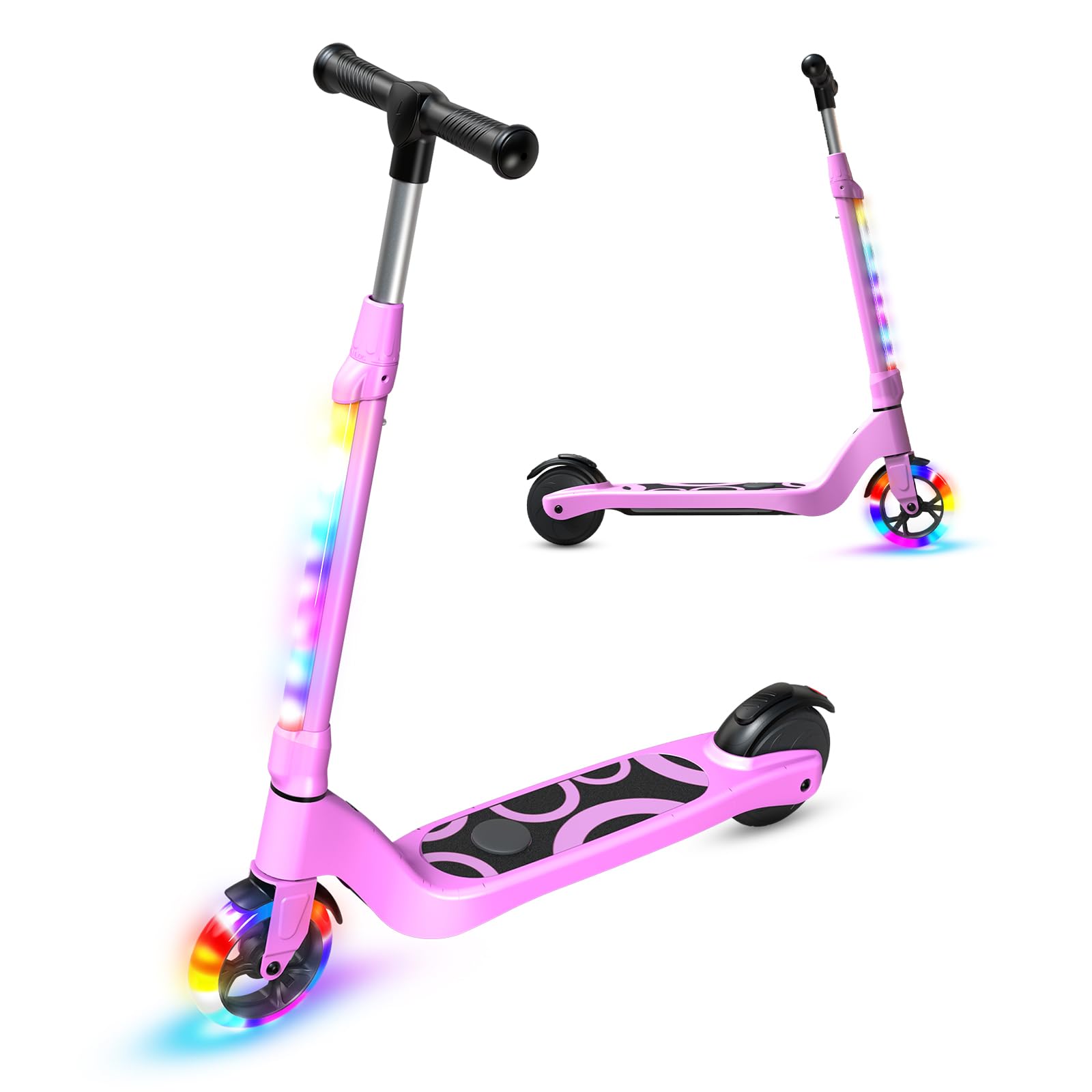 TST Patinete Eléctrico para Niños de 6 a 10 años, con Luces LED, Patinetes Niño con 3 Niveles de Ajuste, Scooter Eléctrico Niños con Ruedas de 5,3" y una Velocidad Máxi 10 km/h y una Carga Máxi 70 kg