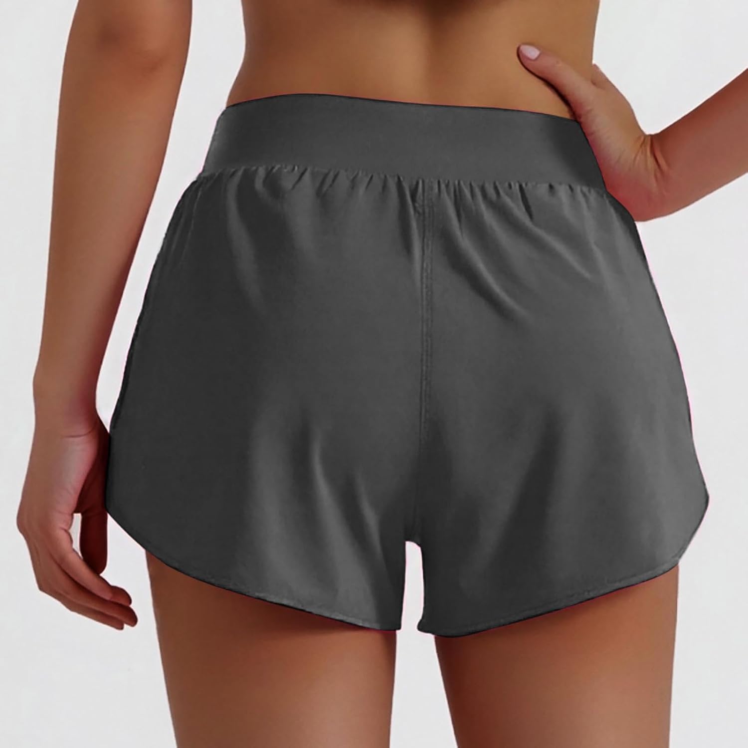 High Waisted Split Running Shorts for Women Quick Dry Comfy Loose Shorts Breathable Athletic Gym Short Pants with Pocket