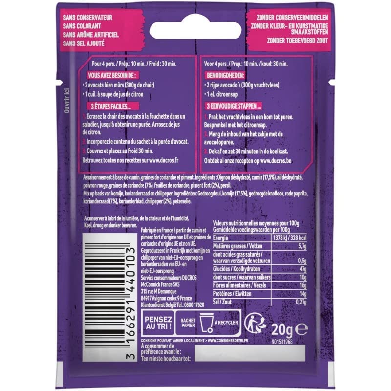 DUCROS - Sachet Mélange Pour Guacamole 20G - Lot De 4