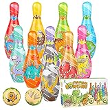 Lotvic Kegelspiel für Kinder, Kegelspiel für Kinder Outdoor, Bowling Set Kinder mit 10 Kegel und 2 Bälle Montessori Spielzeug ab 3 4 5 Jahre Junge Mädchen Lernspiele Geschenke für Kinder