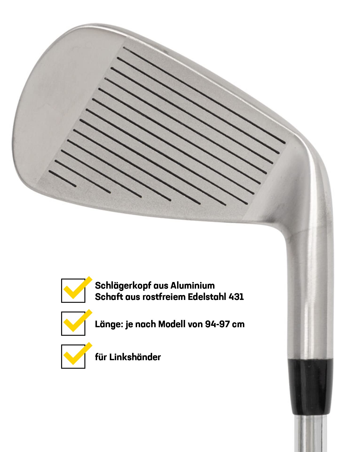 JELEX Fer de golf main gauche en acier inoxydable - Pour les débutants et les professionnels - Pour le terrain de golf ou l'entraînement sur le tapis de frappe - Fer 3, 4, 5, 6, 7 et SW, PW