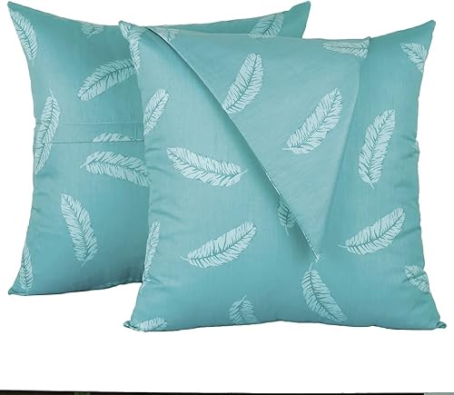 Miniatura 7 de Rockcloud Juego de 2 fundas de almohada cuadradas decorativas 100% de algodón con estampado a doble cara, fundas de almohada para sofá, dormitorio,