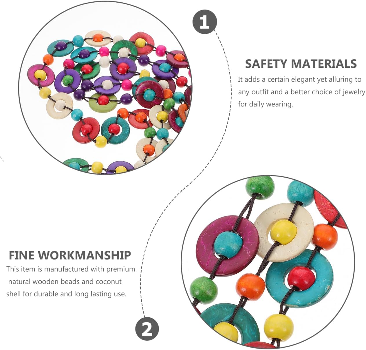 Women Bohemia Necklace Hand-Woven Coconut Shell Beads Beach Pendant Charm 23.62In Fashion Jewelry for Daily Casual and Formal Wear - Image 5