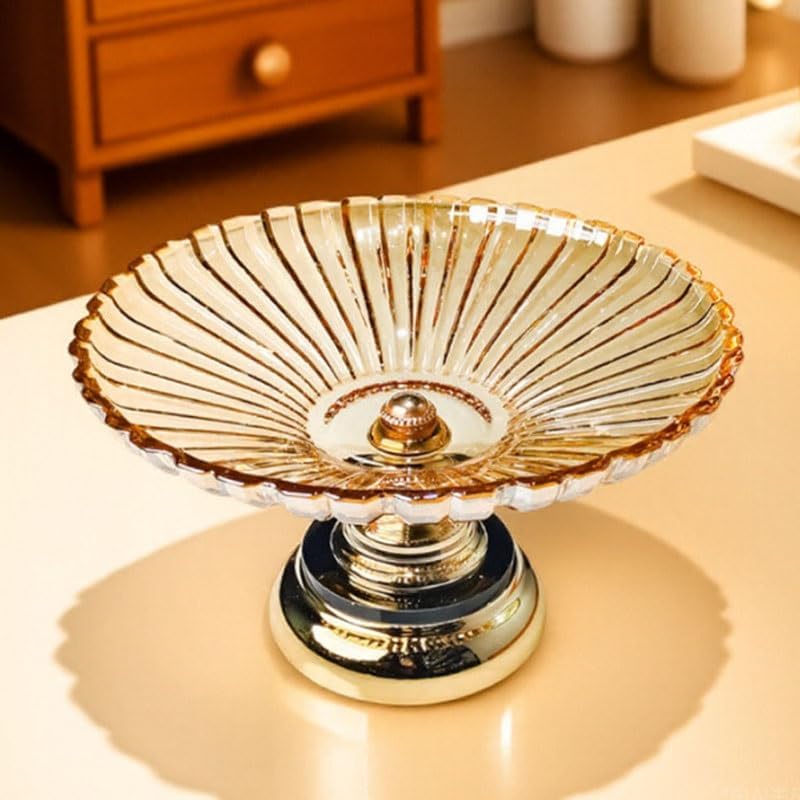 Crystal Glass Fruit Platter on The Snack Plate of The Coffee Table in The Light Luxury Living Room