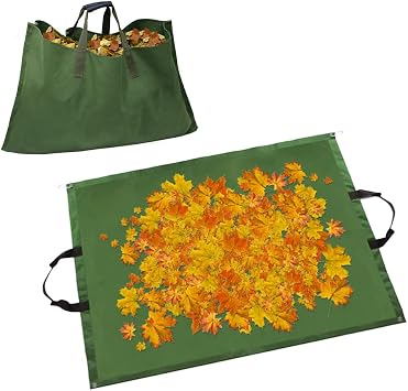Leaf Bag for Collecting Leaves Reusable Garden Yard Waterproof 2 IN 1 Waste Bags Leaf Tarp Trash Canvas Heavy Duty Storage Lawn Container Collapsible with Handle Green 2