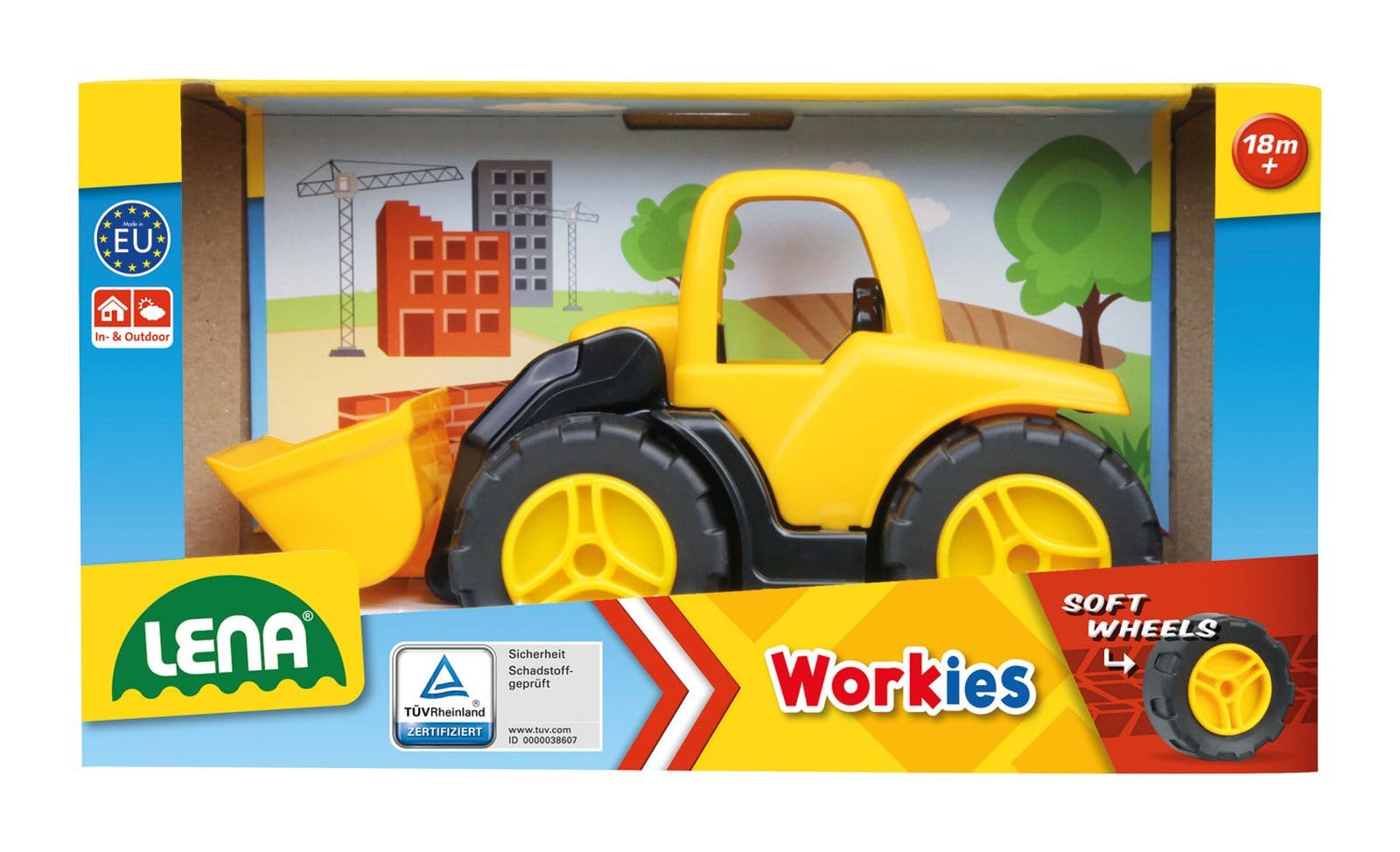 Tracteur - LENA - WORKIES 1263 - 14 cm - Plastique ABS - Avec pelle Tracteur - LENA - WORKIES 1263 - 14 cm - Plastique ABS - Avec pelle