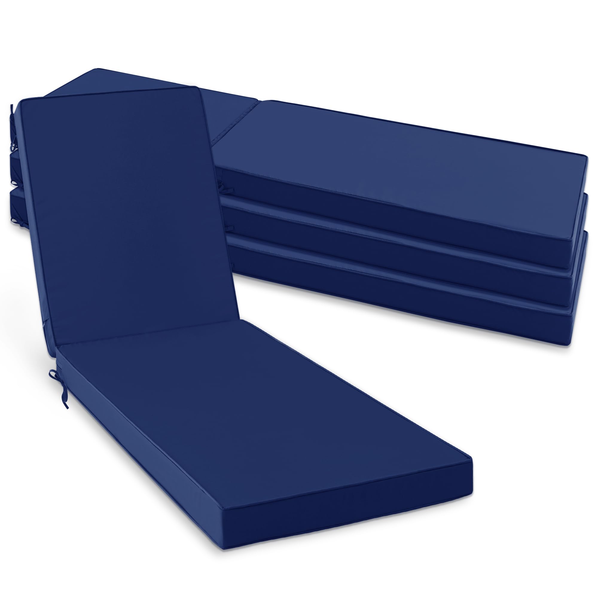 Summsun Chaise Lounge Cushions Outdoor Set of 4 - Waterproof and Fade Resistant Sun Lounger Replacement Cushions - Patio Lounger Pads with Removable