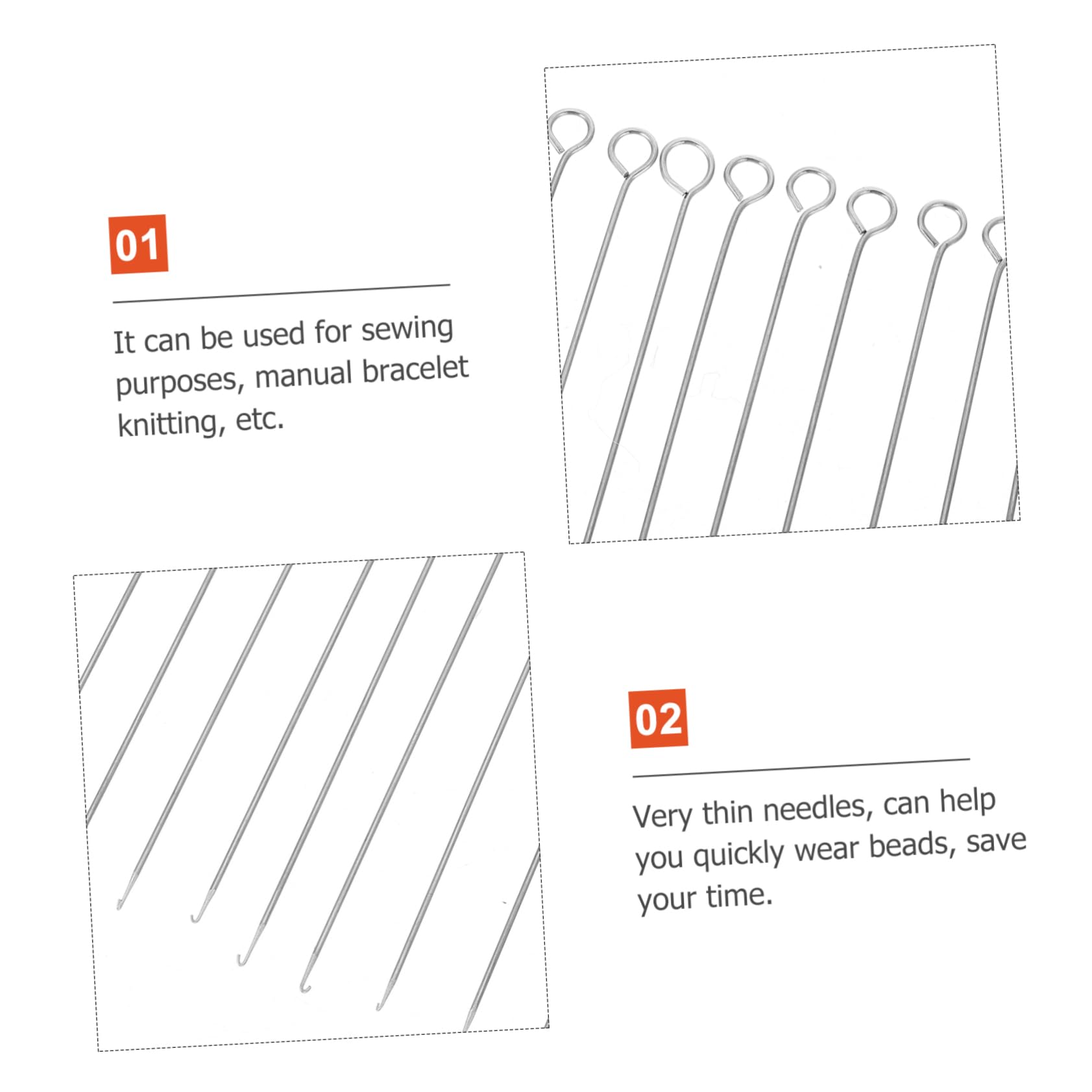 ULDIGI 10pcs Beaded Needles Jewelry Beads Making Tool Set Stainless Steel Beading Kit for DIY Craft Sewing