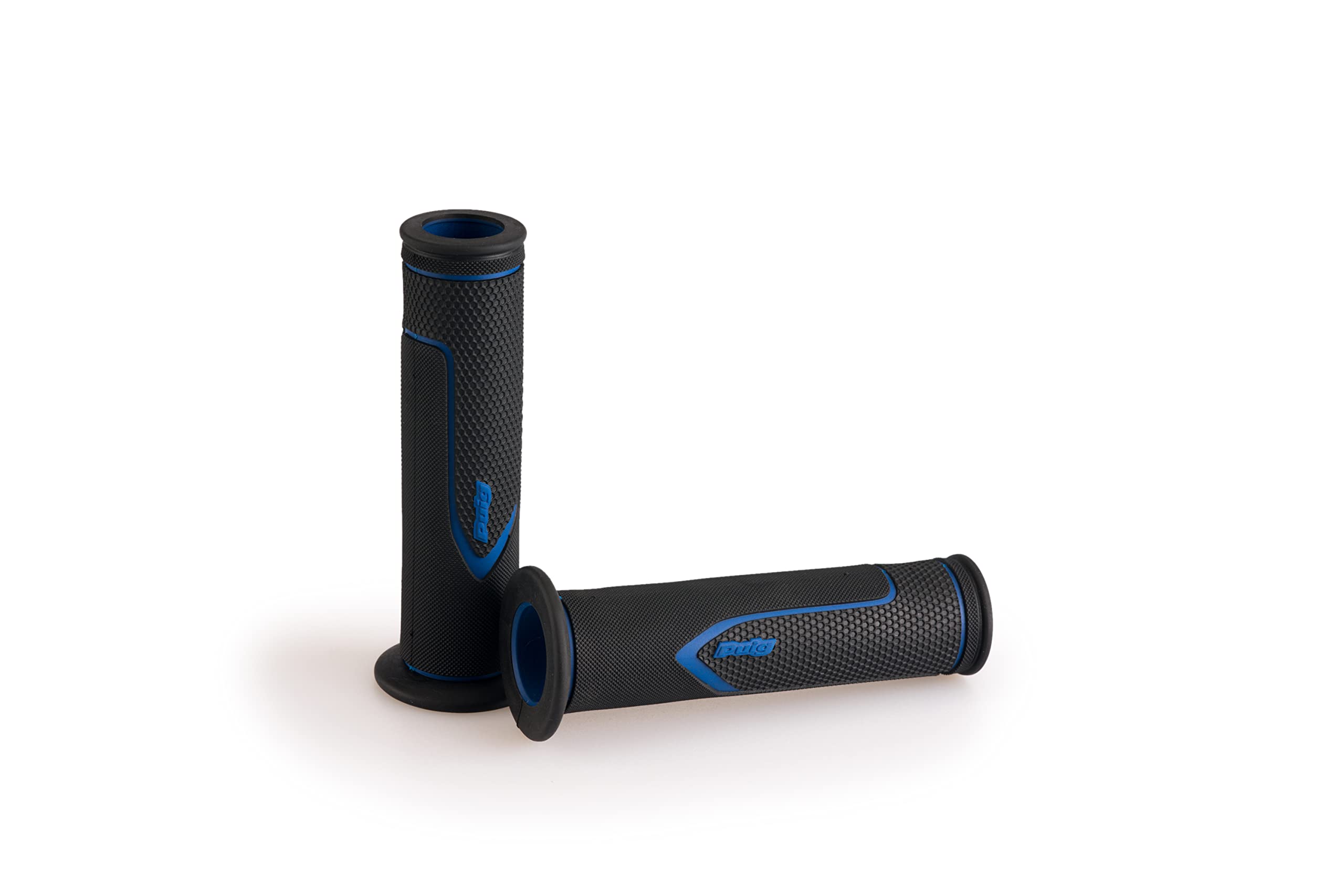 Puig 20796A Puños con inserción de Aluminio anodizado y Goma Antideslizante Que Mejora Agarre Control y Confort en conducción, Azul