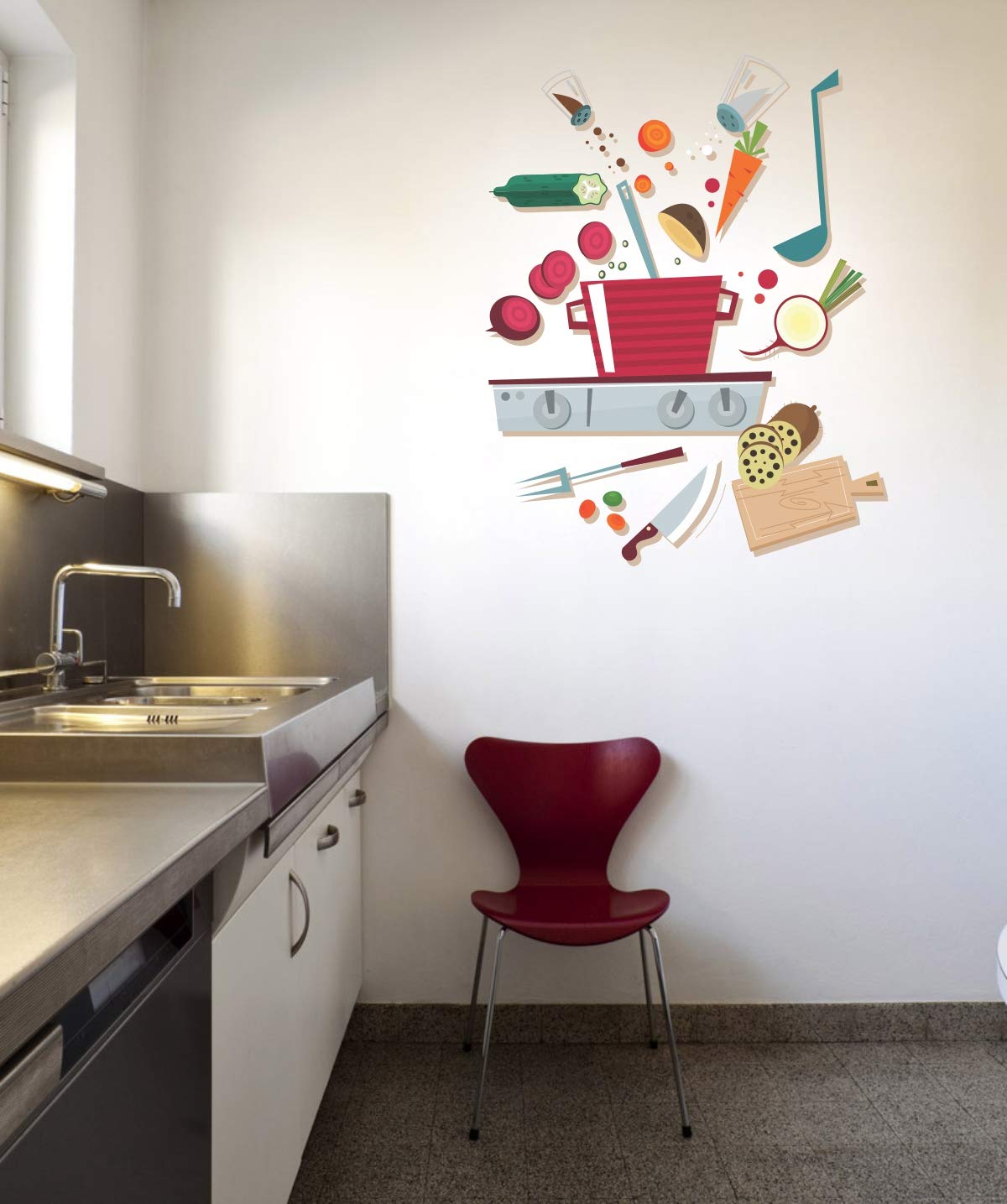 Sticker Studio PVC Vinyl Cook Food Kitchen Wall Sticker Decal for Living Room, Size: 58 CM X 48 CM, Multicolor, Pack of 1 (B084RR82YT) Amazon Price History, Amazon Price Tracker