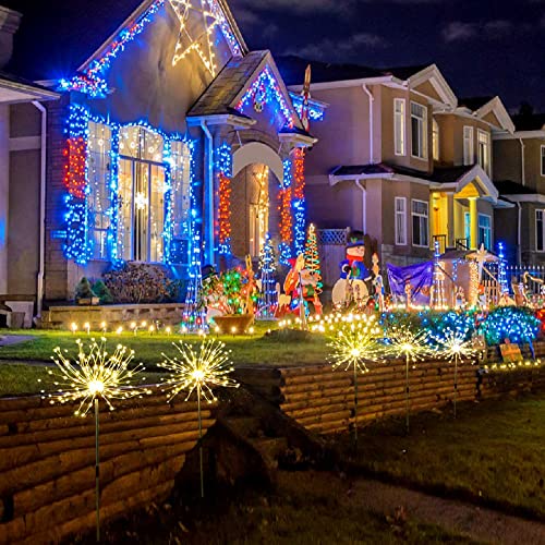 Denicmic Solar Firework Lights Outdoor 200 Led Solar Garden Decorative Lights 8 Mode Starburst Solar Star Waterproof For Patio Path Lawn Holiday Party Outdoor Christmas Decor (Yellow, 2 Pack) #TOP6