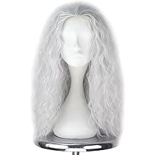 Witch Wig Old Lady Wig Women Long Grey Curly Costume Wig Cosplay Halloween Hair