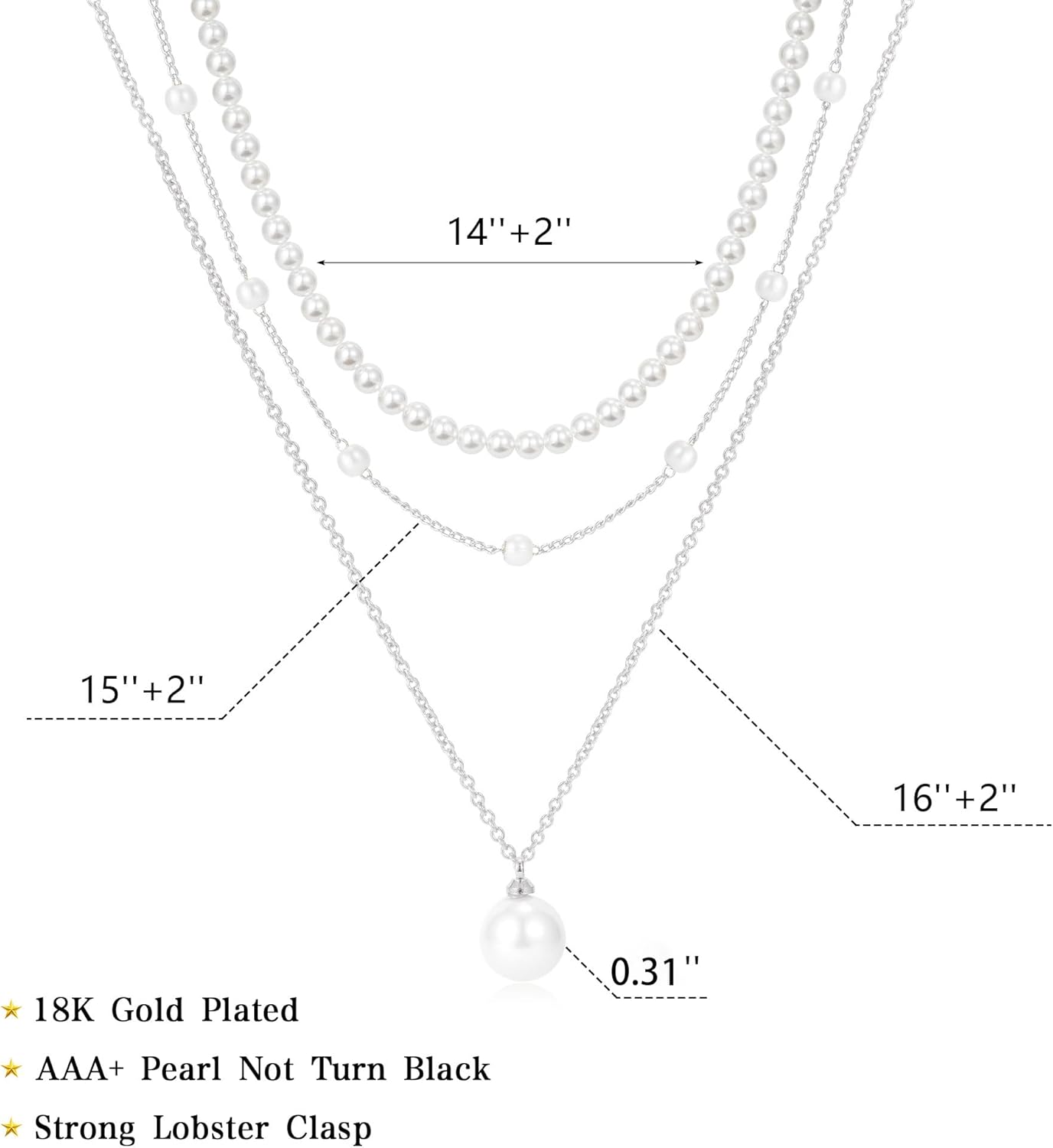 Valentines Day Gifts for Her Pearl Necklace, 18K Gold/Silver Plated Layered Pearl Necklaces Dainty Pearls Choker Necklace and Earring Set Valentines Day Gifts for Mom Wife Girlfriend - Image 5