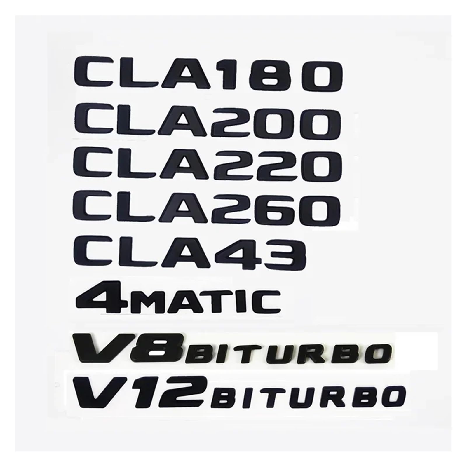 OVARIA Car Rear Trunk Badge Sticker Logo CLA35 CLA45 CLA180d CLA200 CLA220d CLA260 Turbo 4MATIC Emblem Fit For Mercedes AMG C117 W117 C118(Glossy Black,CLA 260)