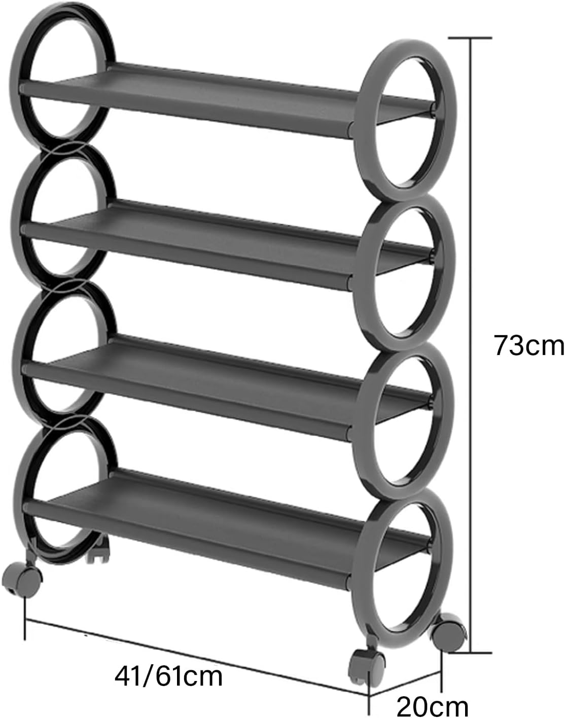 Shoe Rack for Front Door Entrance Water-Sprayed Non-Woven Fabric Separator with Universal Wheel Design Shoe Shelf for Entryway Living Room, Entryway(Black,41 * 73cm)