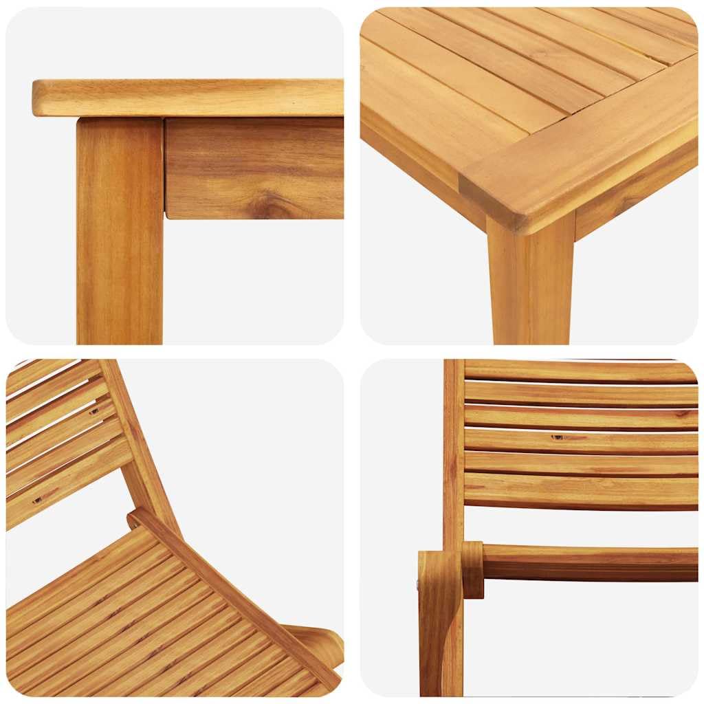 vidaXL Set da Pranzo per Giardino 5 pcs Marrone, Set da pranzo all'aperto, tavolo in acacia rustica, arredo giardino e terrazza, posti resistenti alle intemperie