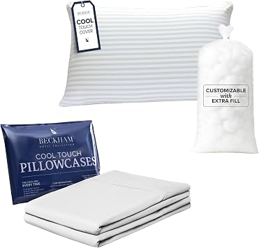 Beckham Hotel Collection Cooling Pillow & Cooling Pillowcases, Queen, White