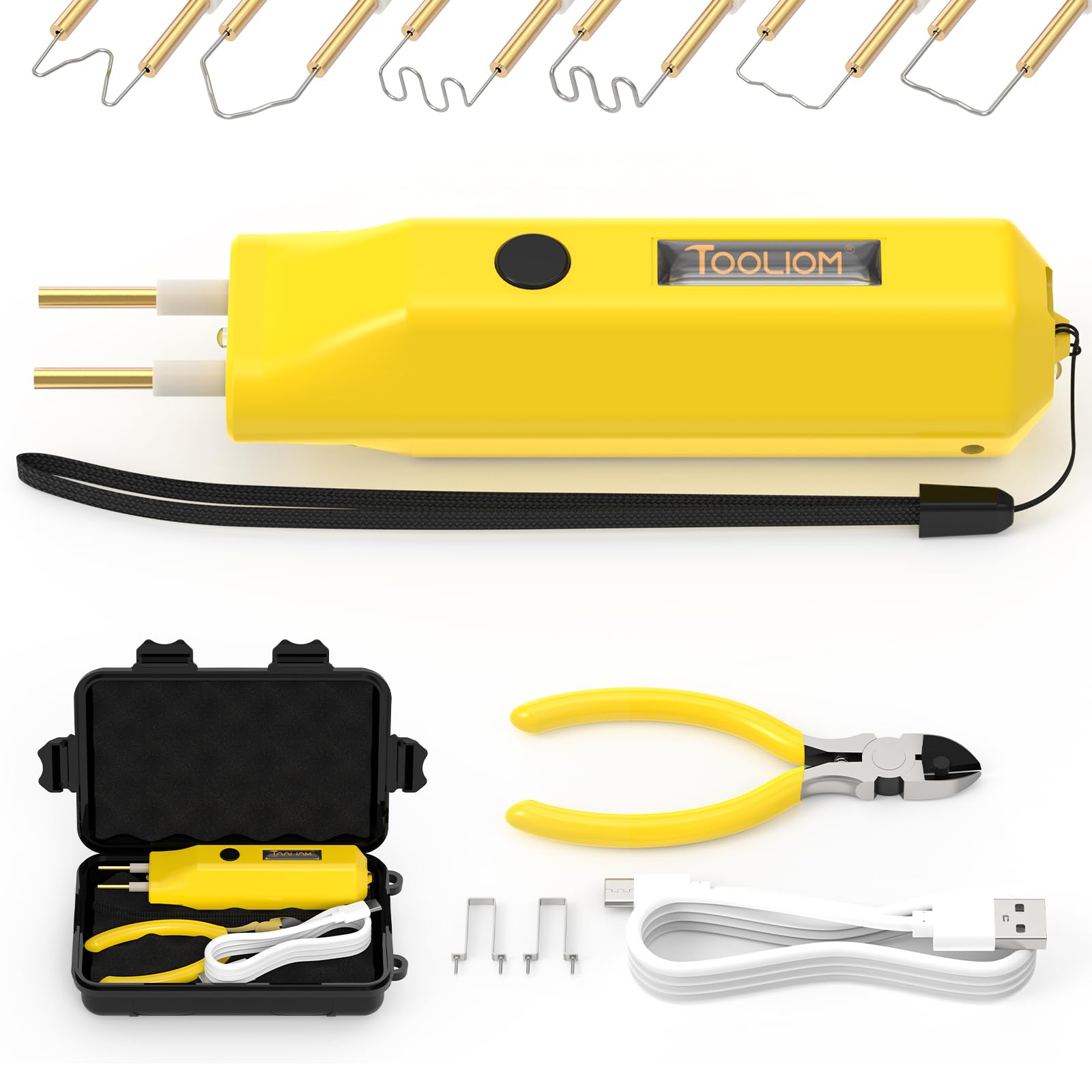 TOOLIOM Rechargeable Plastic Welder,100W USB-C Charging & Battery Powered Hot Stapler Plastic Repair Kit,Cordless Plastic Welder Gun with 400 Staples,Plastic Welding Kit for Bumper Plastics Repair