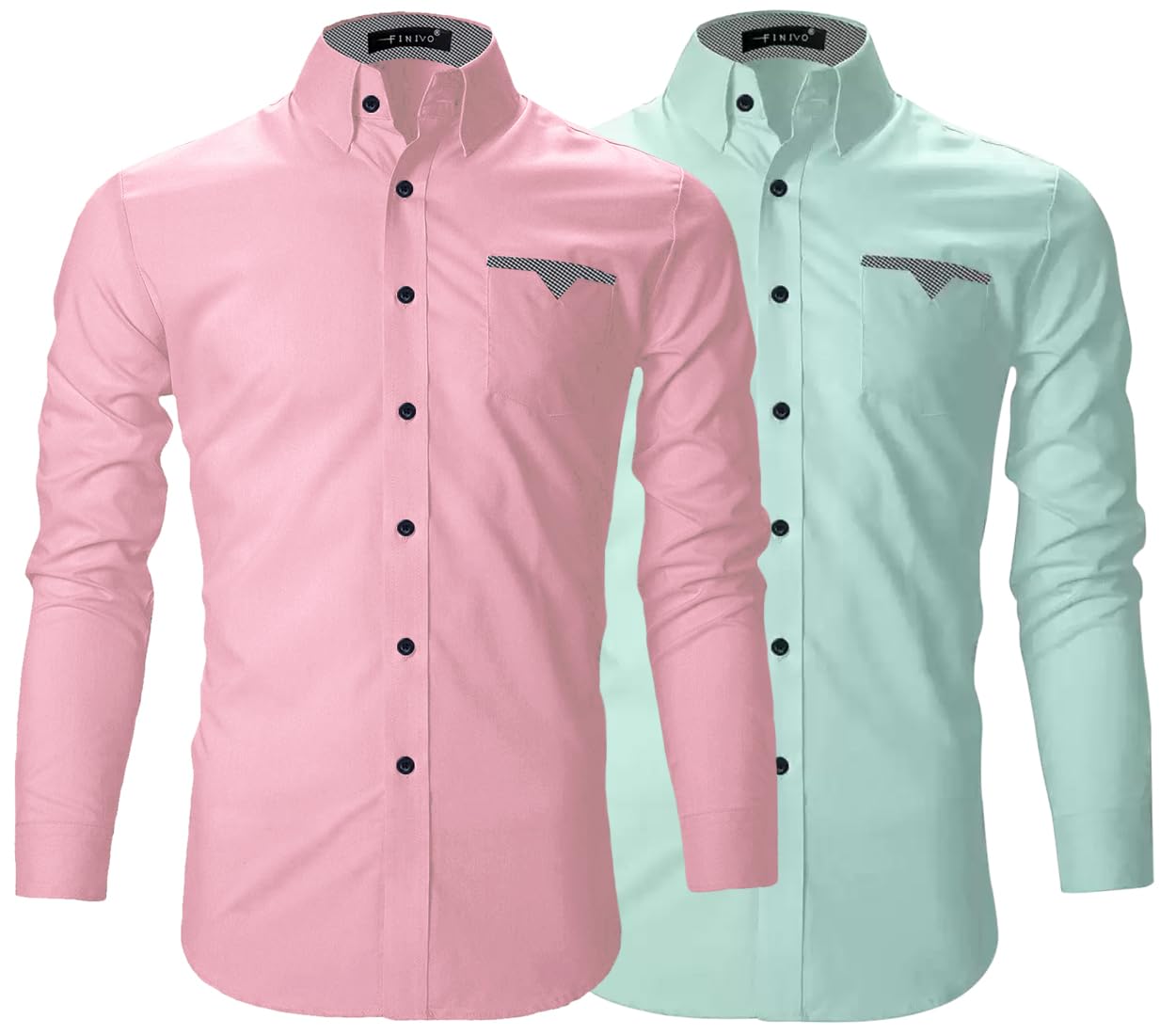 FINIVO FASHIONMen's Casual Button Down Shirts Long Sleeves | Cotton Casual Shirts | Regular Fit