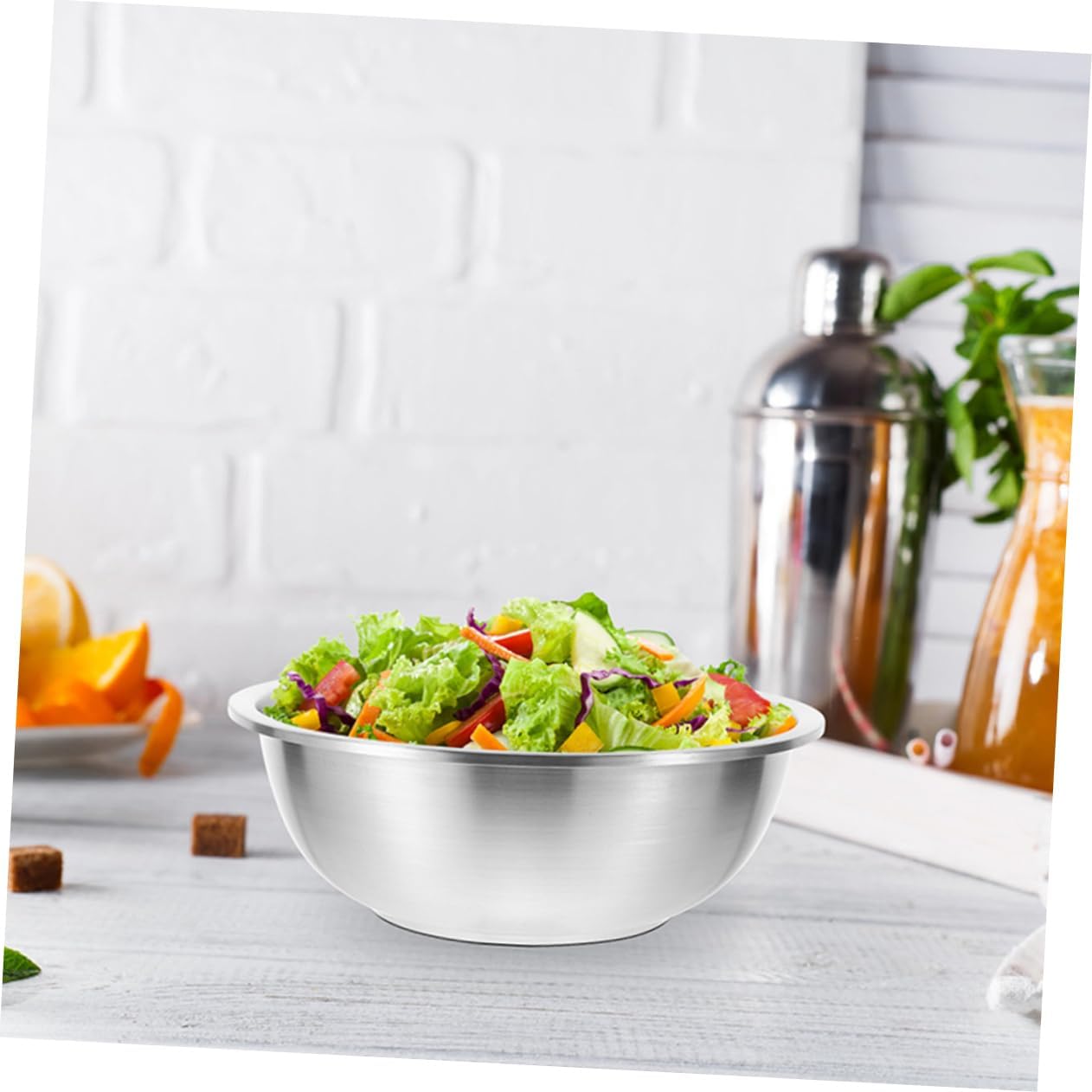 Luxshiny 5pcs Stainless Steel Mixing Bowl Salad Bowl Lids for Cooking Baking Mixing Restaurant Home