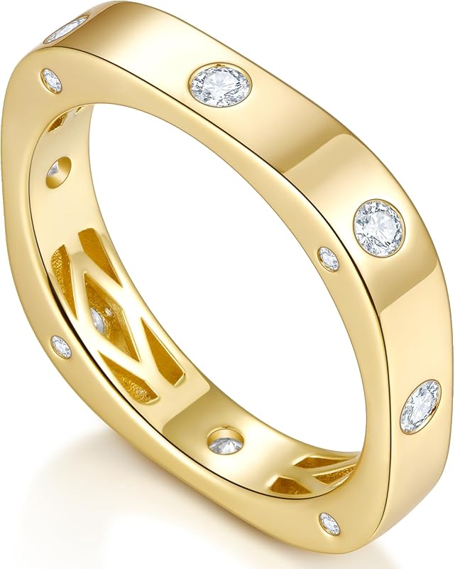 Moissanite Eternity Ring for Women, 14K Gold Plated Stackable Wedding Band | Non tarnish moissanite eternity band, stackable gold ring for weddings, anniversaries, everyday wear or gifting
