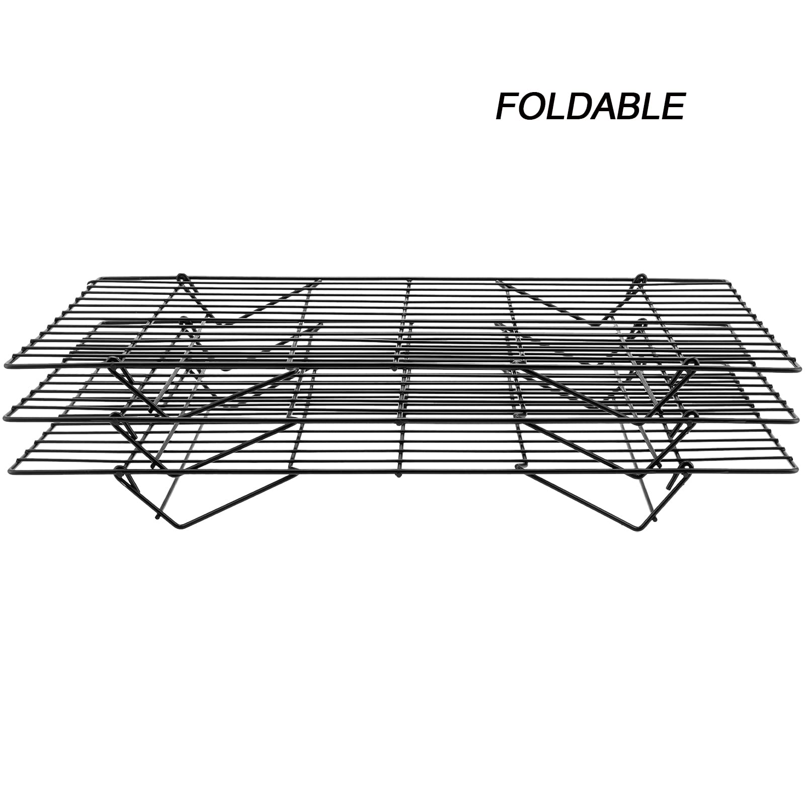 HAKZEON Rejilla de Enfriamiento 3 Niveles - Juego de 2 Estantes Apilables Plegables 40x25cm para Hornear Pasteles Pizza Galletas
