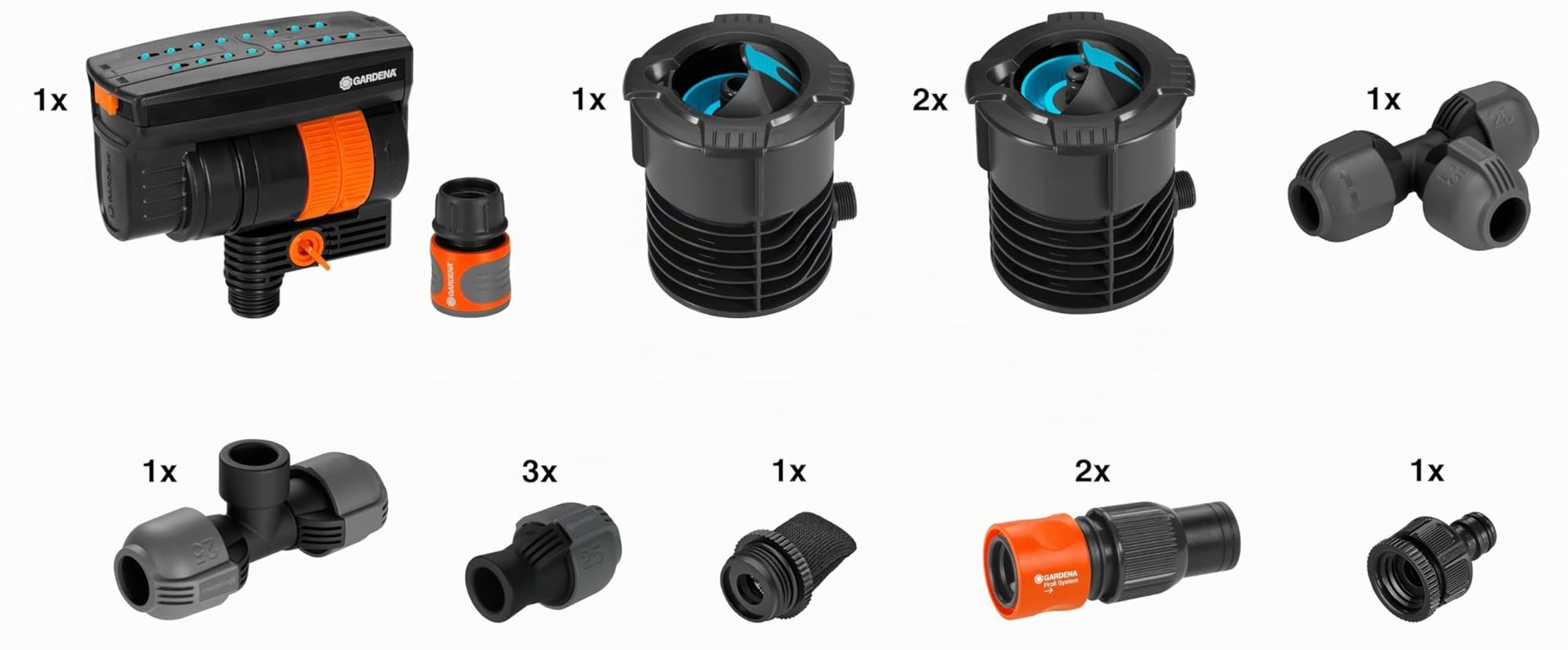 Gardena Sprinklersystem Start-Set Pipeline mit Viereckregner: Komplettset für den Einstieg in das Pipeline-System, Wasserentnahme rund um Haus und Garten, unterirdische Montage (08272-20)