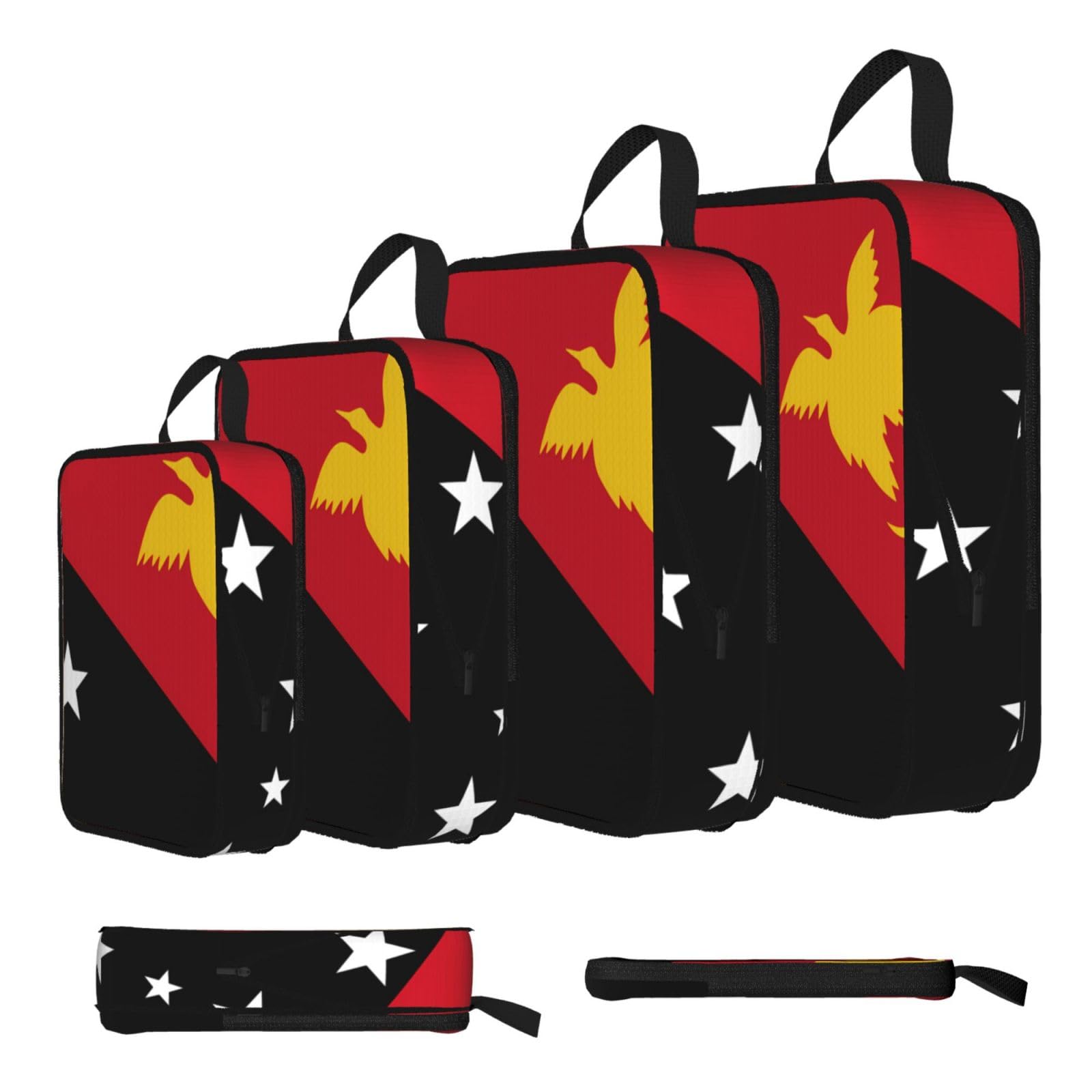Sxzvvbn Black Flag Of Papua New Guinea Compression Packing Cubes 4 Piece Set