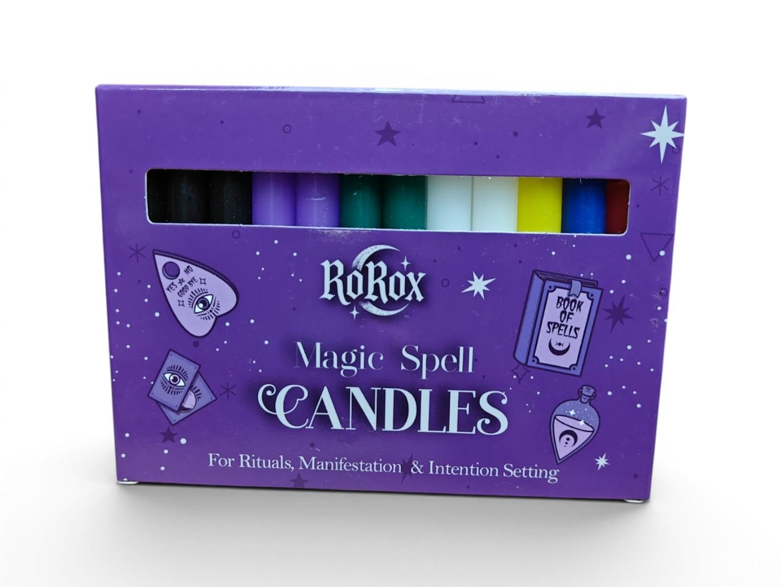 Ro Rox Magic Multicoloured Spell Candles, Unscented, Pack of 12