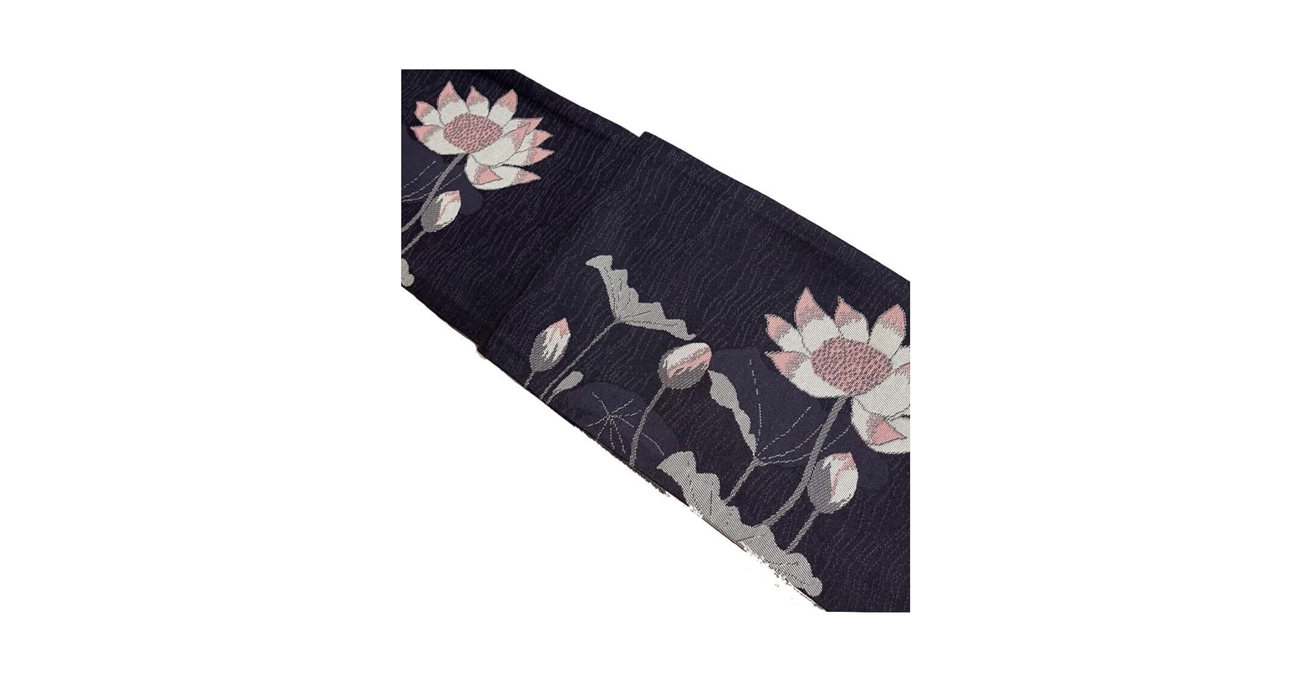 【新品未使用】大好評！ おりびと 半幅帯 オシャレ帯 日本製 個性派 蓮の花 黒 Amazon.co.jp: おりびと正絹半幅帯 蓮の花 上品 シック 長尺