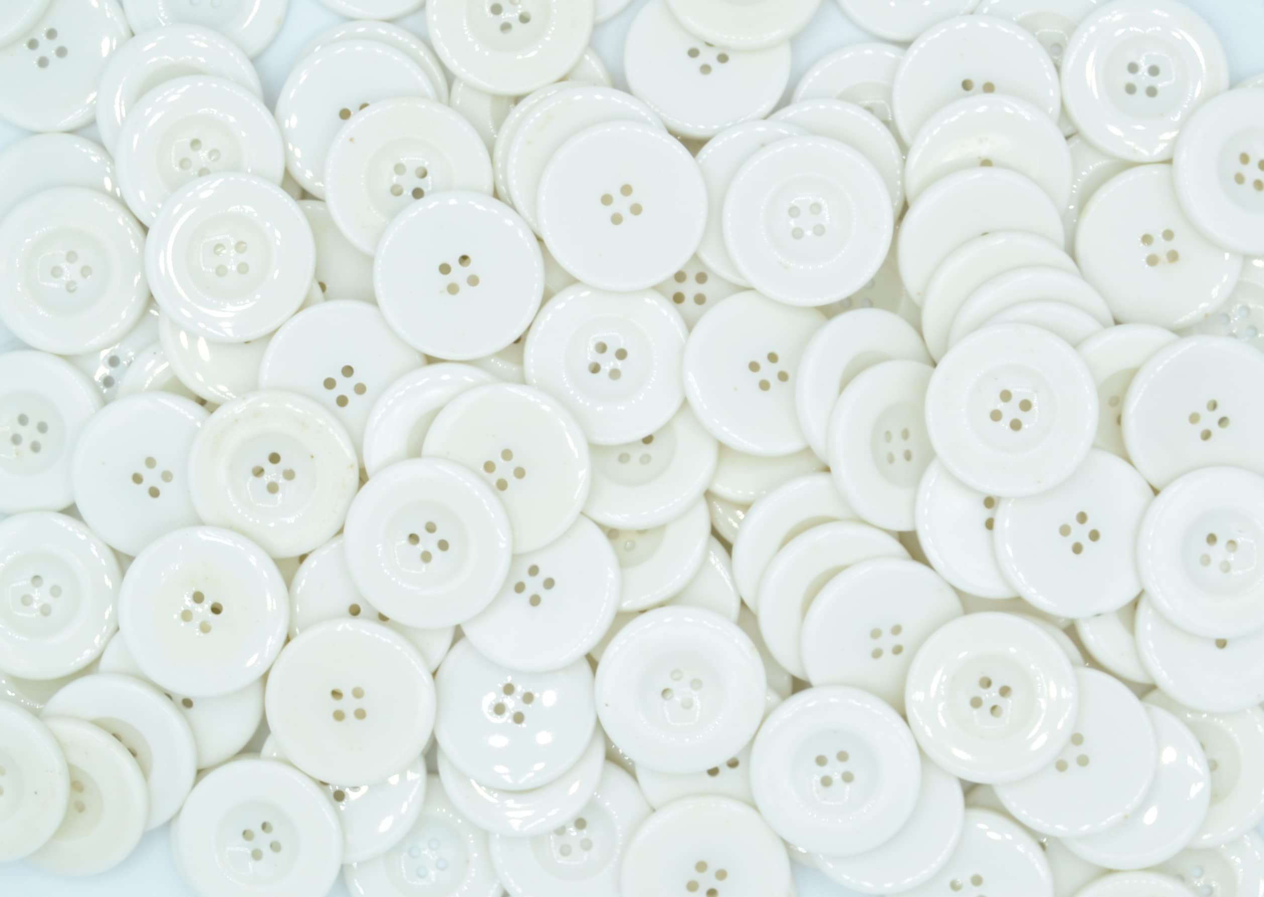 celloexpress Acrylic Buttons for Costumes and Children's Craft Projects - (White- Shirt Button 4 Hole 34mm, Pack of 100) — image 1