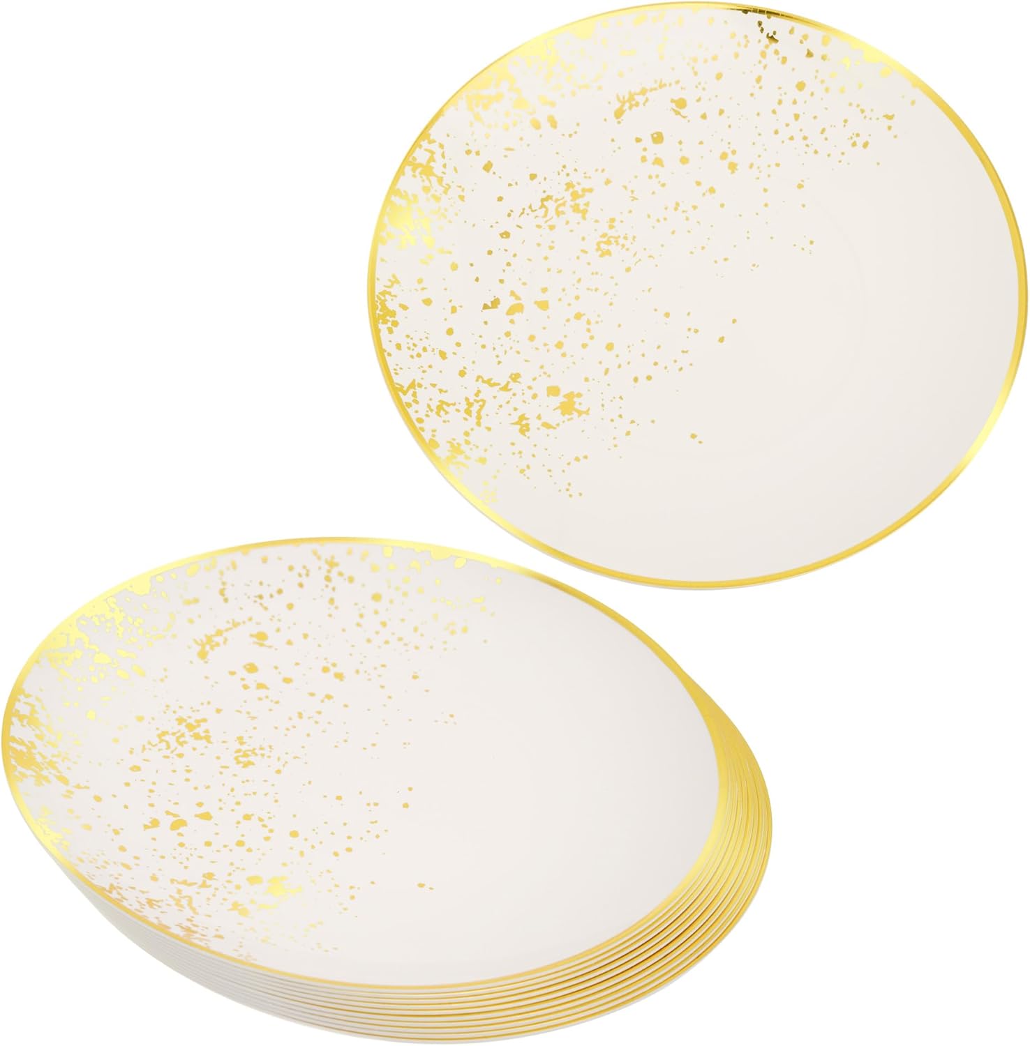 euro disposables Pack of 10 Ivory and Gold 9" Hard Plastic Dinner