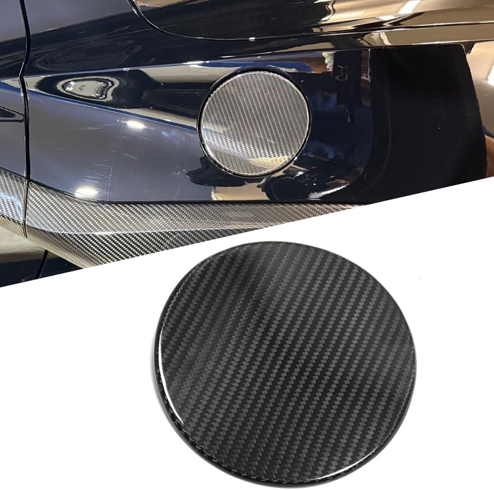 Jogon Carbon Fiber Fuel Tank Cap Trim Cover for Chevrolet Corvette C8 Z06 Z51 Stingray Coupe HTC 2020 2021 2022 2023 2024 Oil Gas Door Cover Exterior Decoration