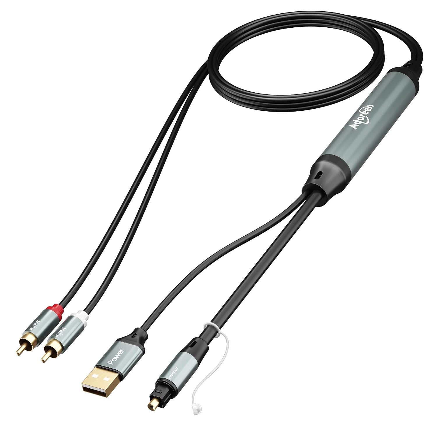Adoreen Unidirectional SPDIF Toslink Optical Input to 2 RCA Output Adapter Cable 10 Ft, 192kHz DAC Digital to Analog Audio Converter for HDTV, DVD, Blu-Ray Players, Game Consoles-NOT RCA to Optical