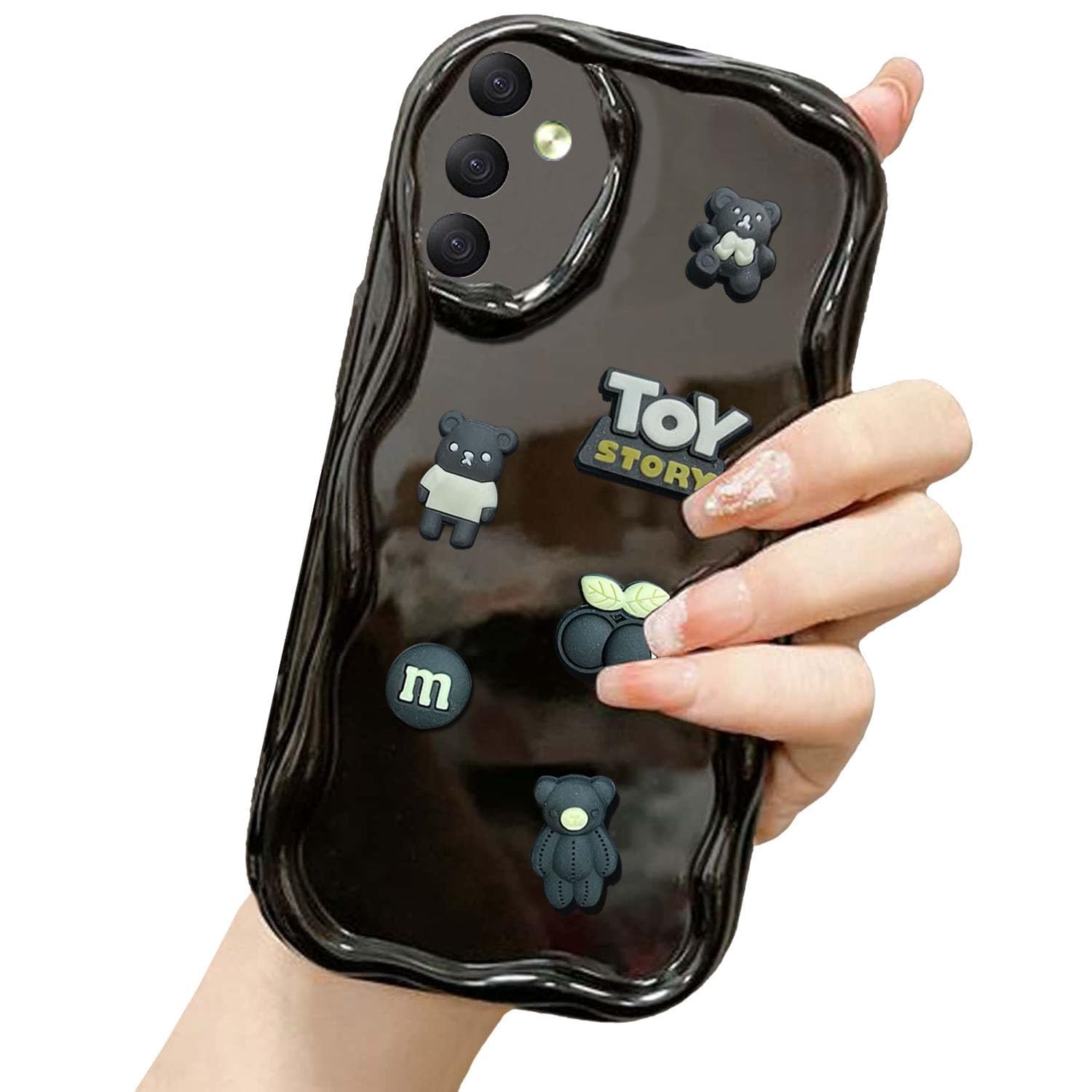 KC Back Cover for Samsung Galaxy A14 5G, 3D Cute Curly Wave Cartoon Characters and Donut Shockproof Soft Bumper Silicone Case with Camera Protection (Black) (B0CCNZMGS4) Amazon Price History, Amazon Price Tracker