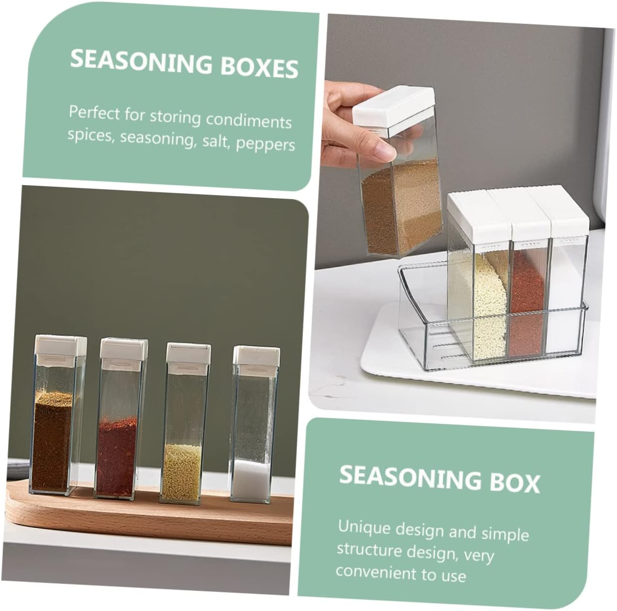 1 Set Seasoning Box Seasoning Jars Seasoning Rack Clear Seasonings Rack Pot Measuring Cups Seasoning Storage Container Clear Container Folding Chair Condiment Automatic The