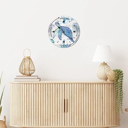 Miniatura 5 de ENEDNATE Ocean Life - Reloj de madera con diseño de marea de la costa este de la costa este, hora del océano, reloj de madera náutico con luna,