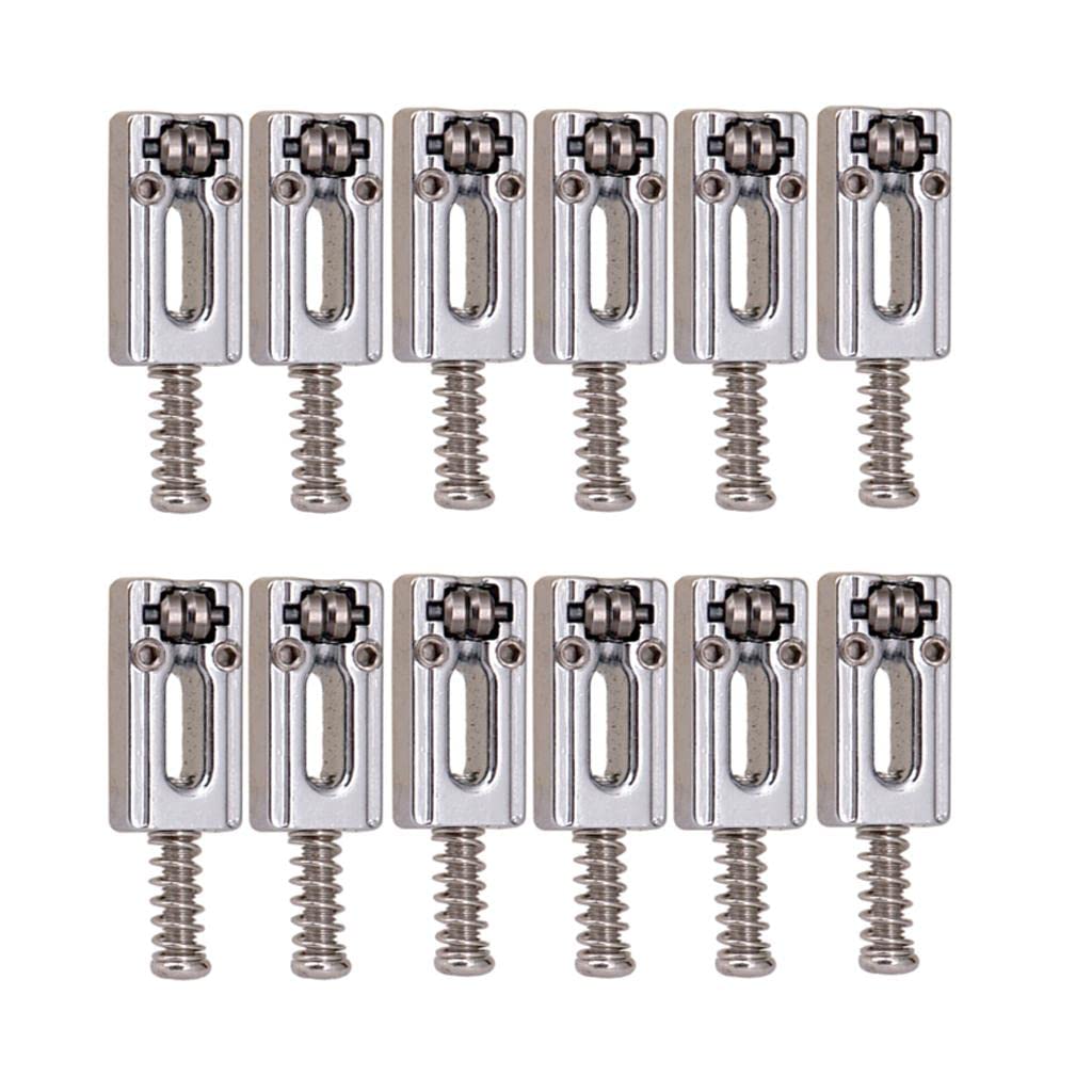 Merishopp 12 Pieces Roller Saddle Bridge String Saddles for Electric Guitar Silver | Musical Instruments & Gear | Guitars & Basses | Parts & Accessories | Guitar Parts | Saddles-picture-38