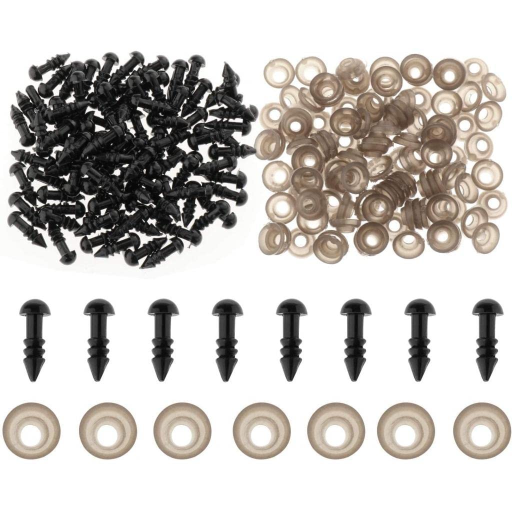 Enakshi (Label) 100 Pieces Black PVC Safety Eyes with Backs for Dolls DIY Making 5Mm 1