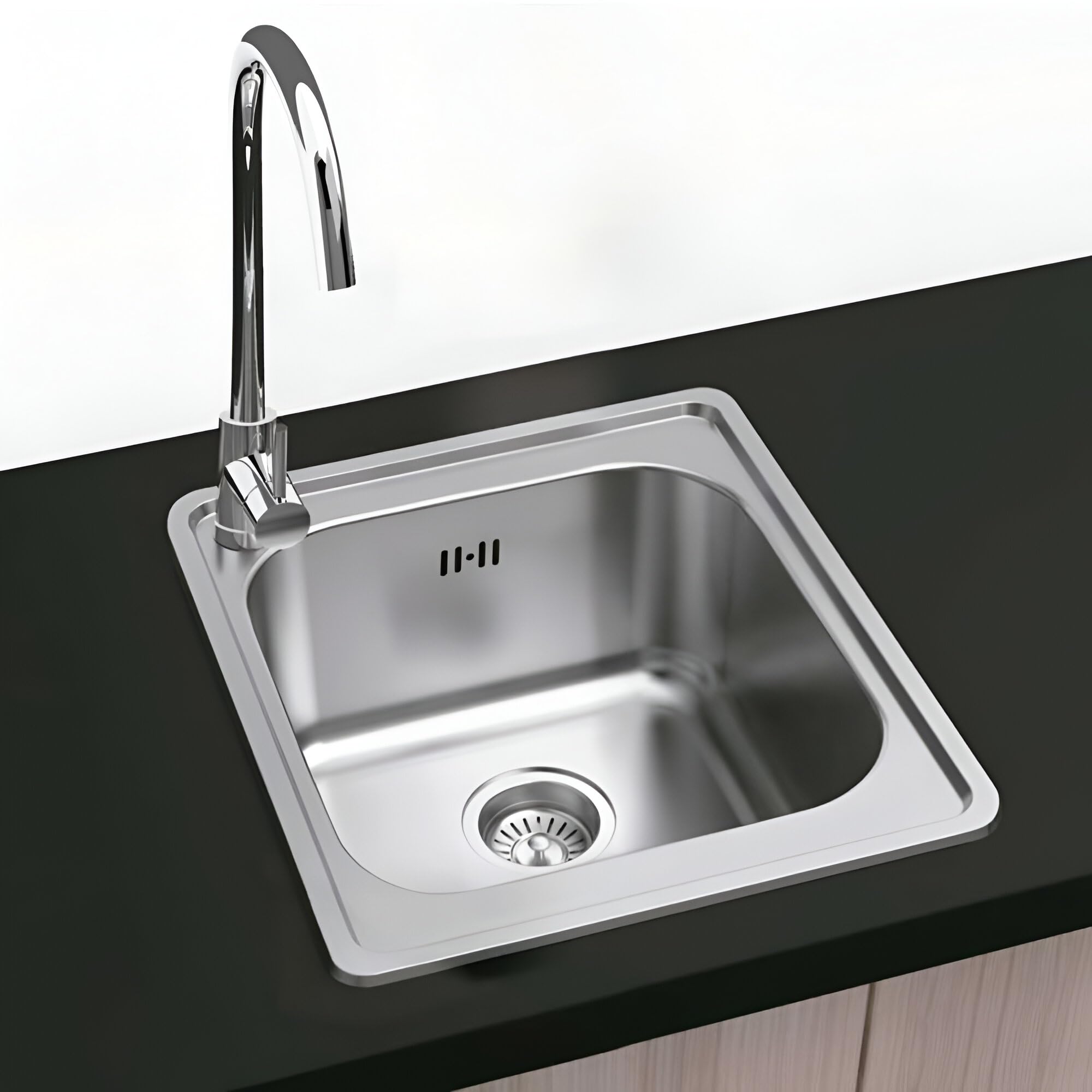 Tokio - Fregadero Encastrar Cuadrado 50 x 50 | 1 Seno | Acero Inoxidable Aisi 304