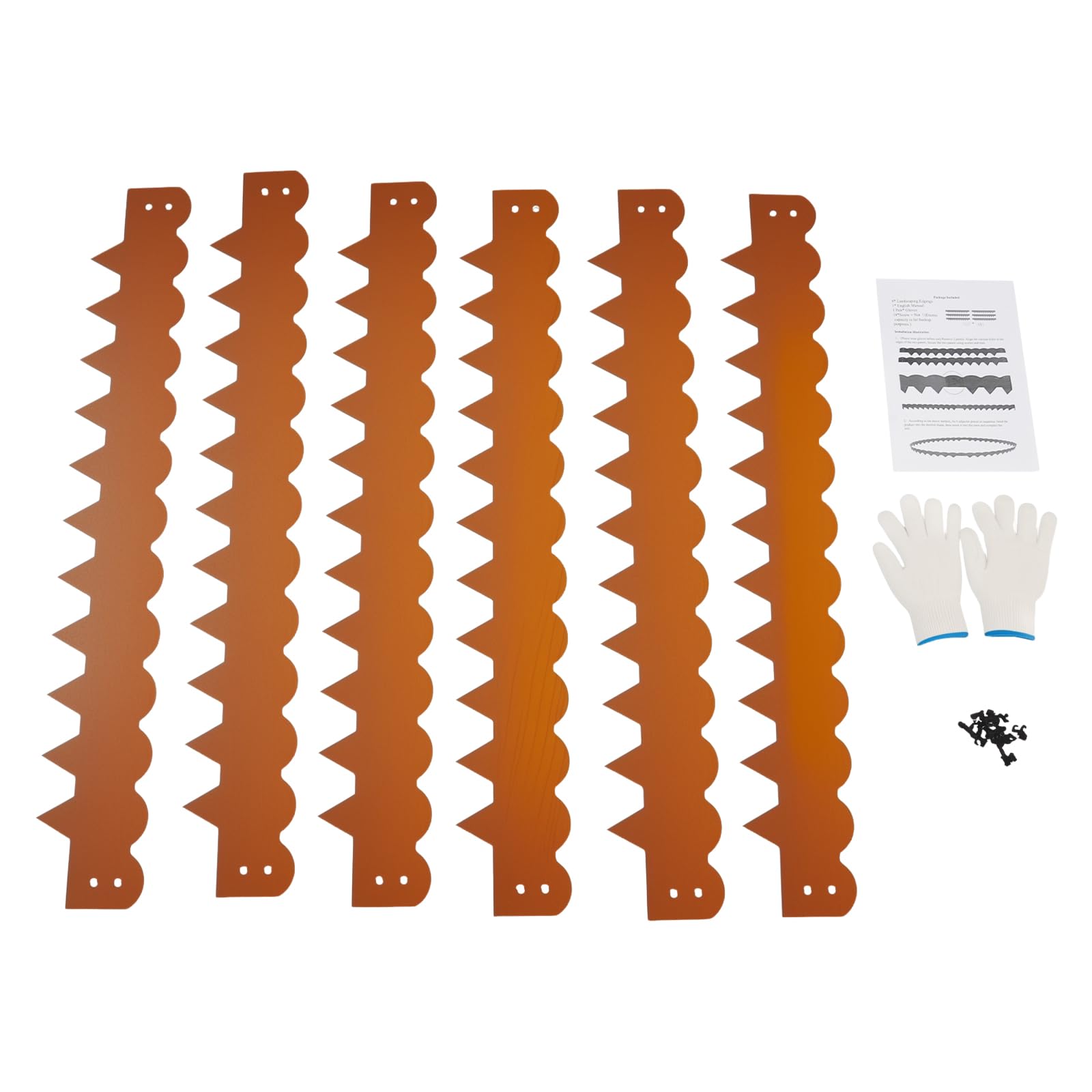 Lot de 6 bordures de pelouse en métal - 102 x 15 cm - Flexibles - Aspect