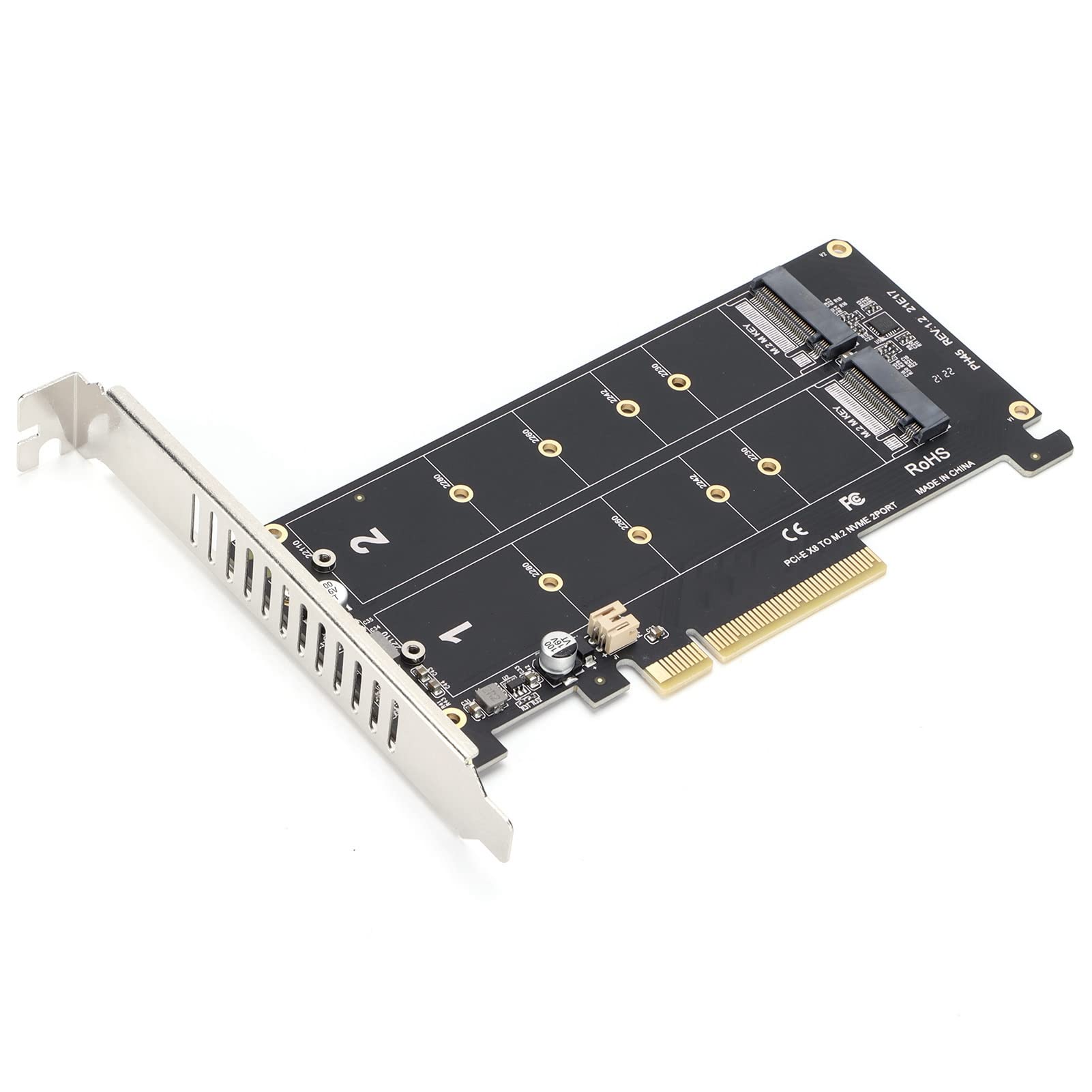 Cocoarm Scheda Adattatore Dual M.2 NVMe PCIe 2 X4 a velocità Completa 32Gbps per SSD con Chiave M con Supporto PCIe 3.0 4.0 Aggiornamento Prestazioni Disco Rigido (f45)