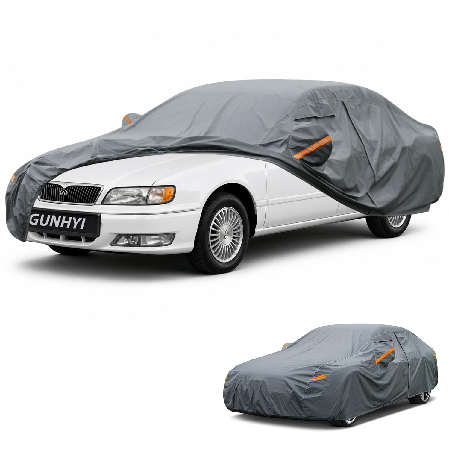 GUNHYI Premium Car Cover Custom Fit Infiniti I-Series I30/I35, 16 Layers Heavy Duty Car Cover Waterproof All Weather with Zipper Door for Sun Rain Snow Dust Uv Protection