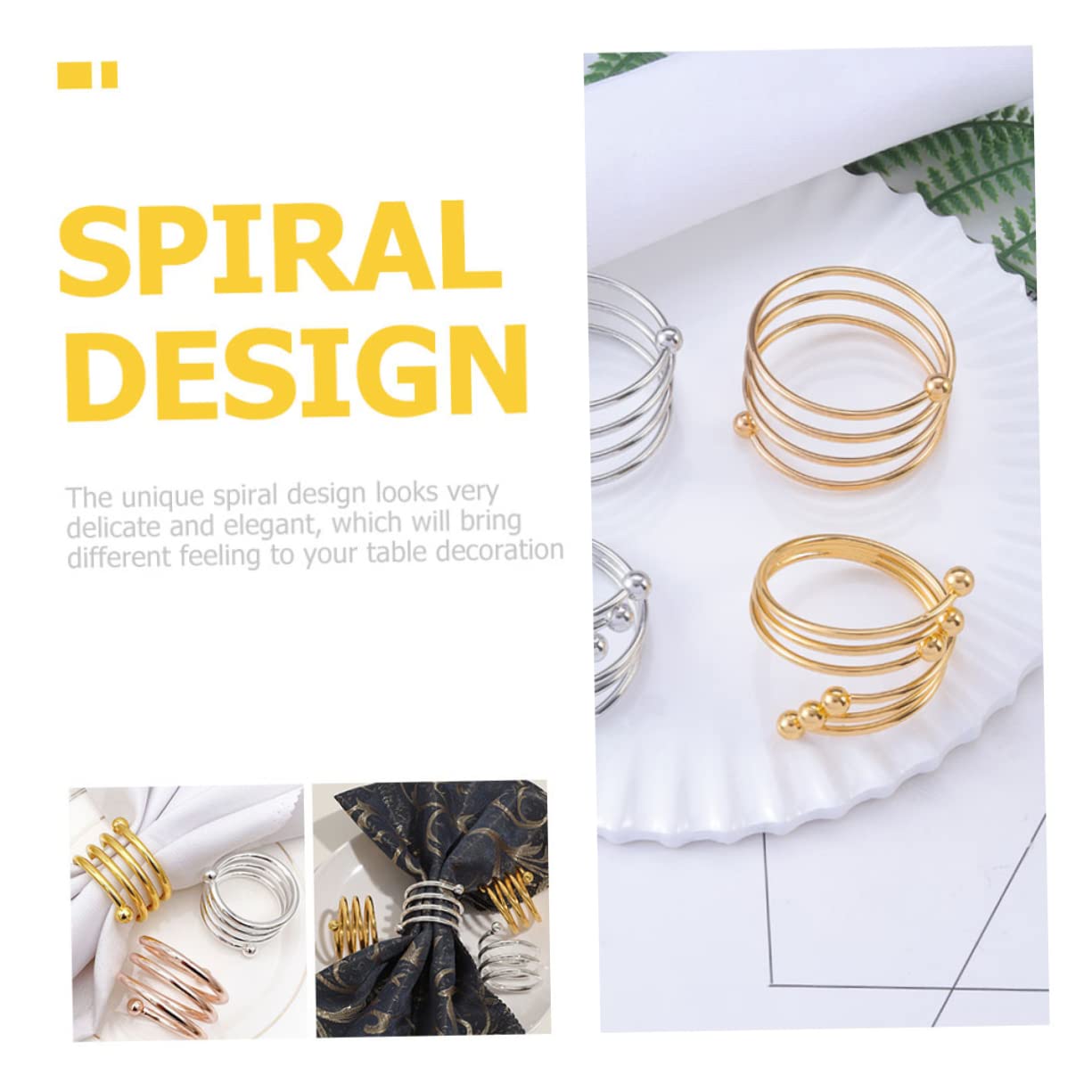 Spiral Serviettenringe aus Metall für Tischdekoration