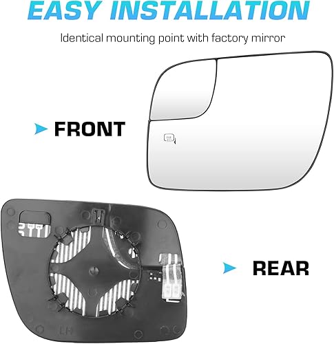 Miniatura 4 de Espejo calefactable para el lado izquierdo del conductor, apto para Ford Explorer 2011-2017, vidrio de espejo convexo calentado con paso izquierdo